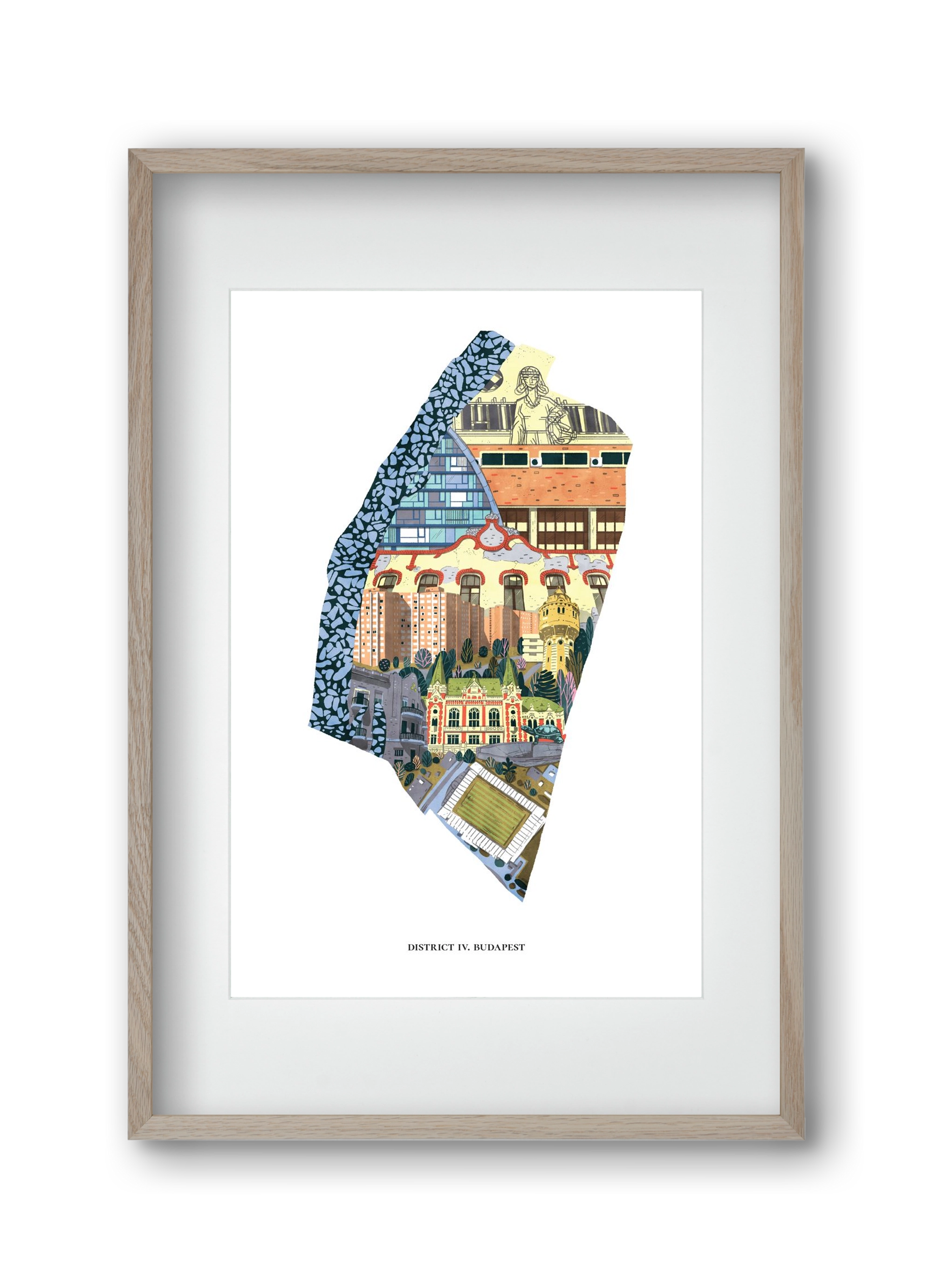 IV. kerület, 30x45 cm (20x30 cm), Tölgy keret, paszpartuval