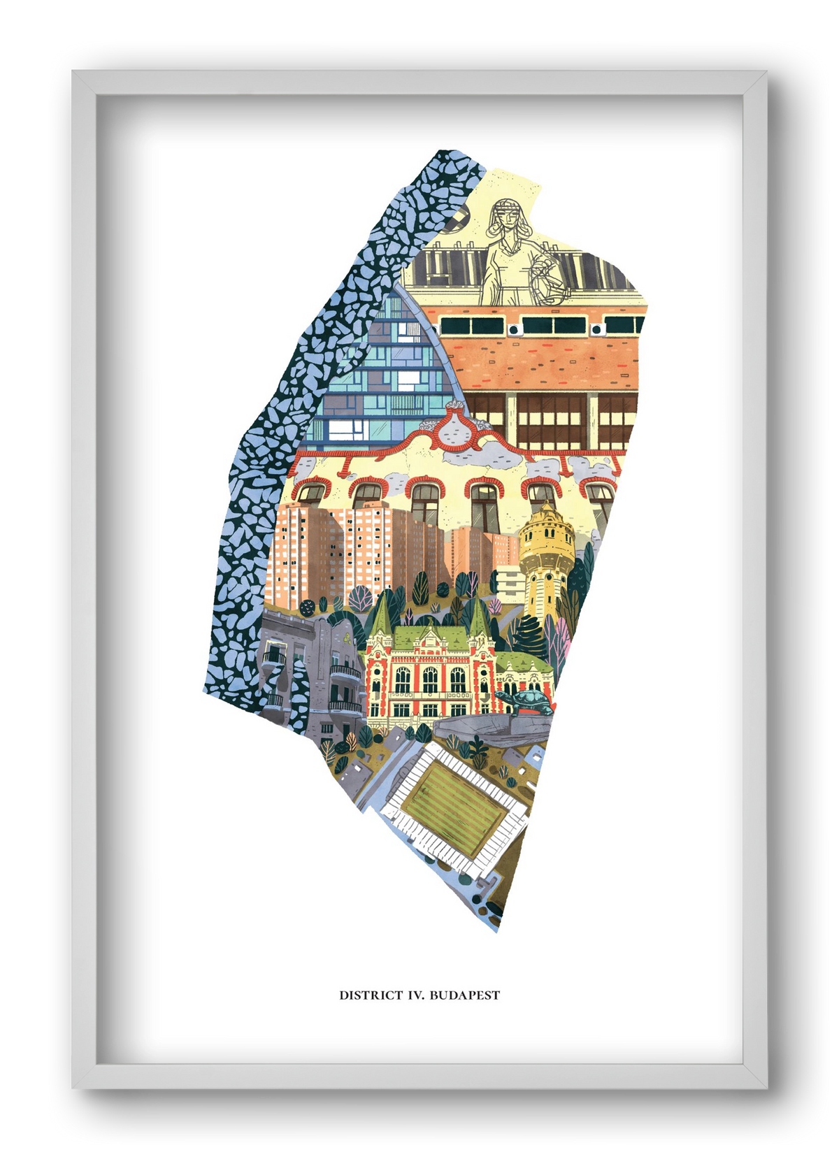 IV. kerület, 40x60 cm (40x60 cm), Fehér keret