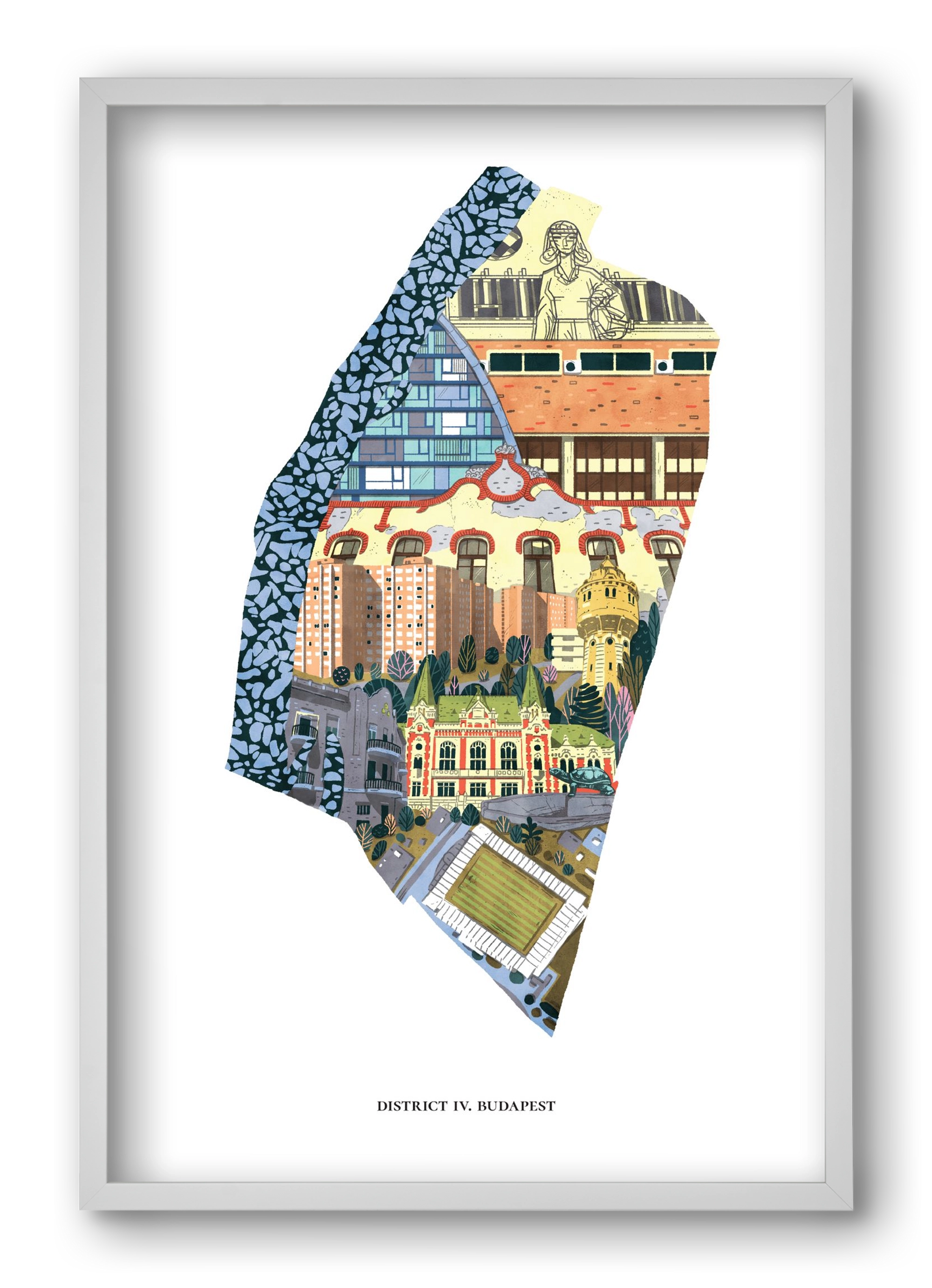 IV. kerület, 40x60 cm (40x60 cm), Fehér keret