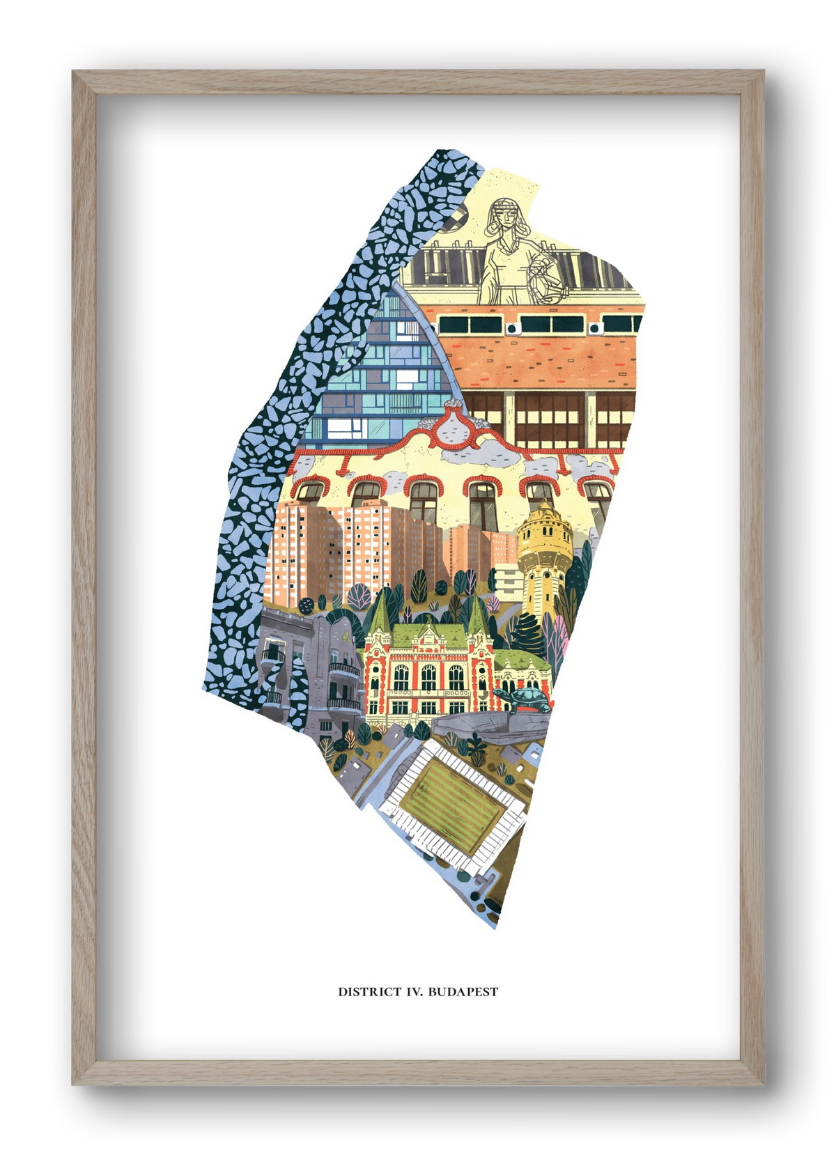 IV. kerület, 40x60 cm (40x60 cm), Tölgy keret