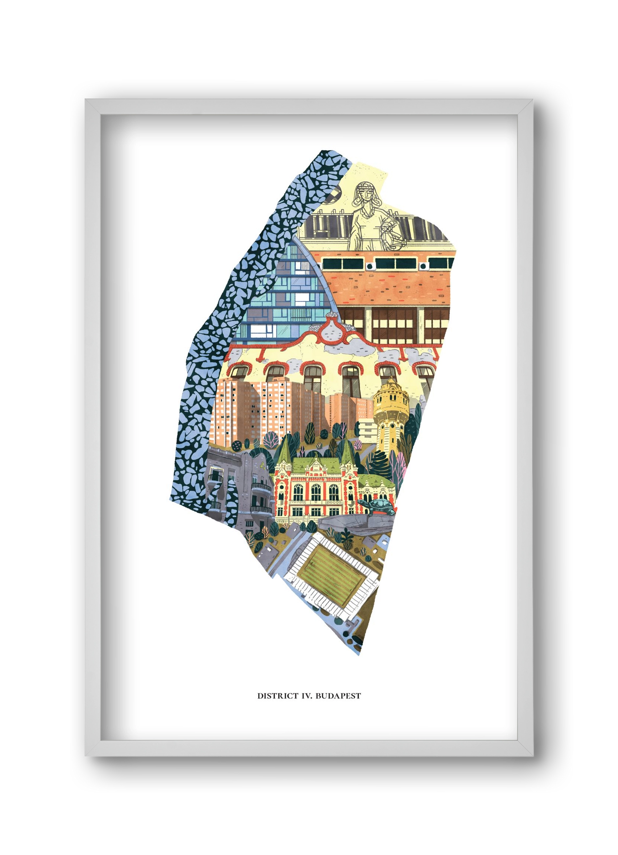 IV. kerület, 30x45 cm (30x45 cm), Fehér keret