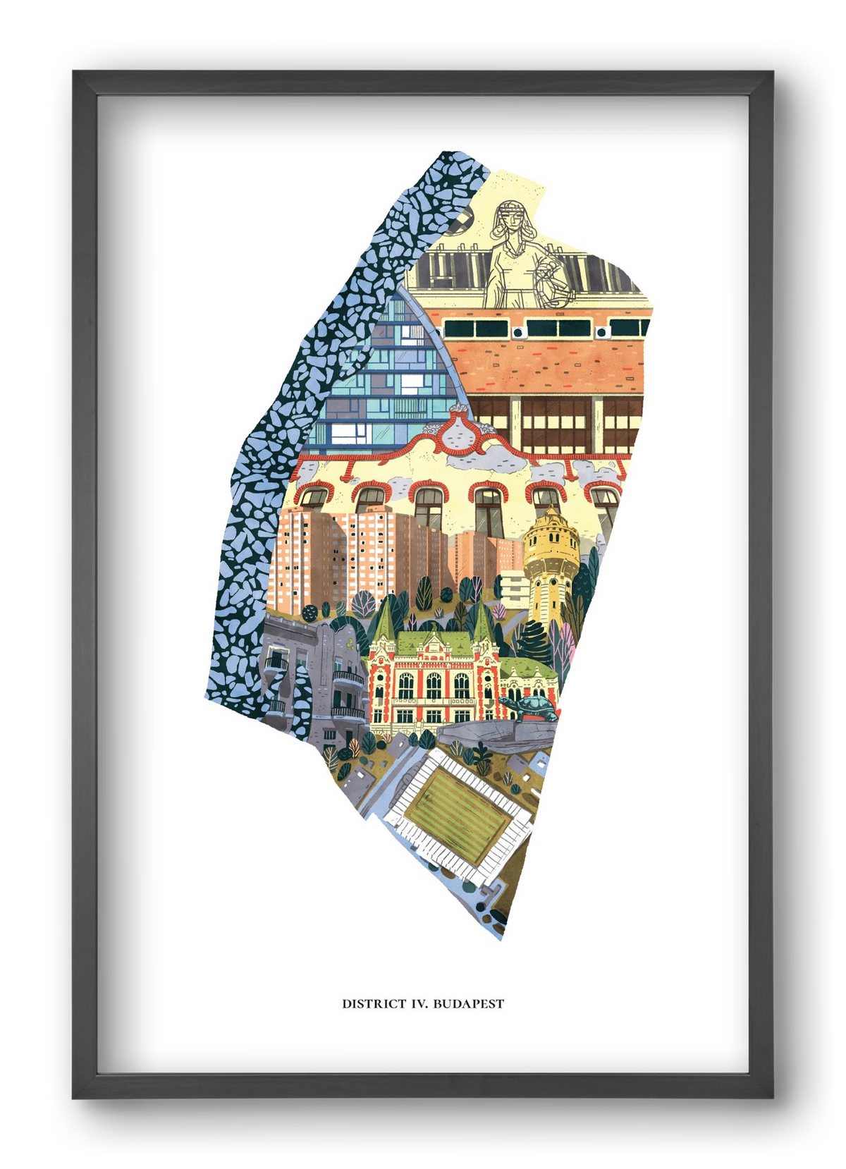 IV. kerület, 40x60 cm (40x60 cm), Fekete keret