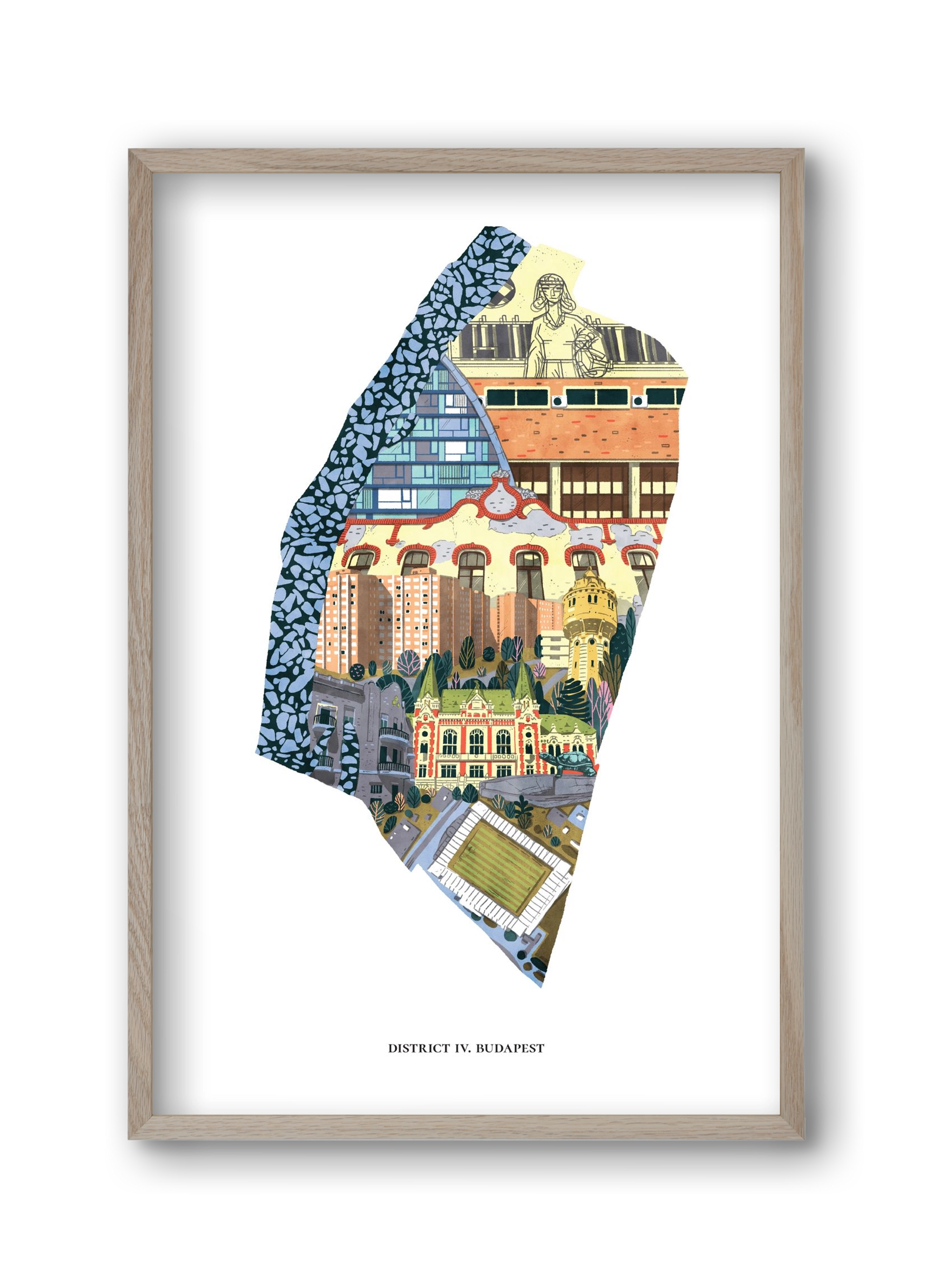 IV. kerület, 30x45 cm (30x45 cm), Tölgy keret