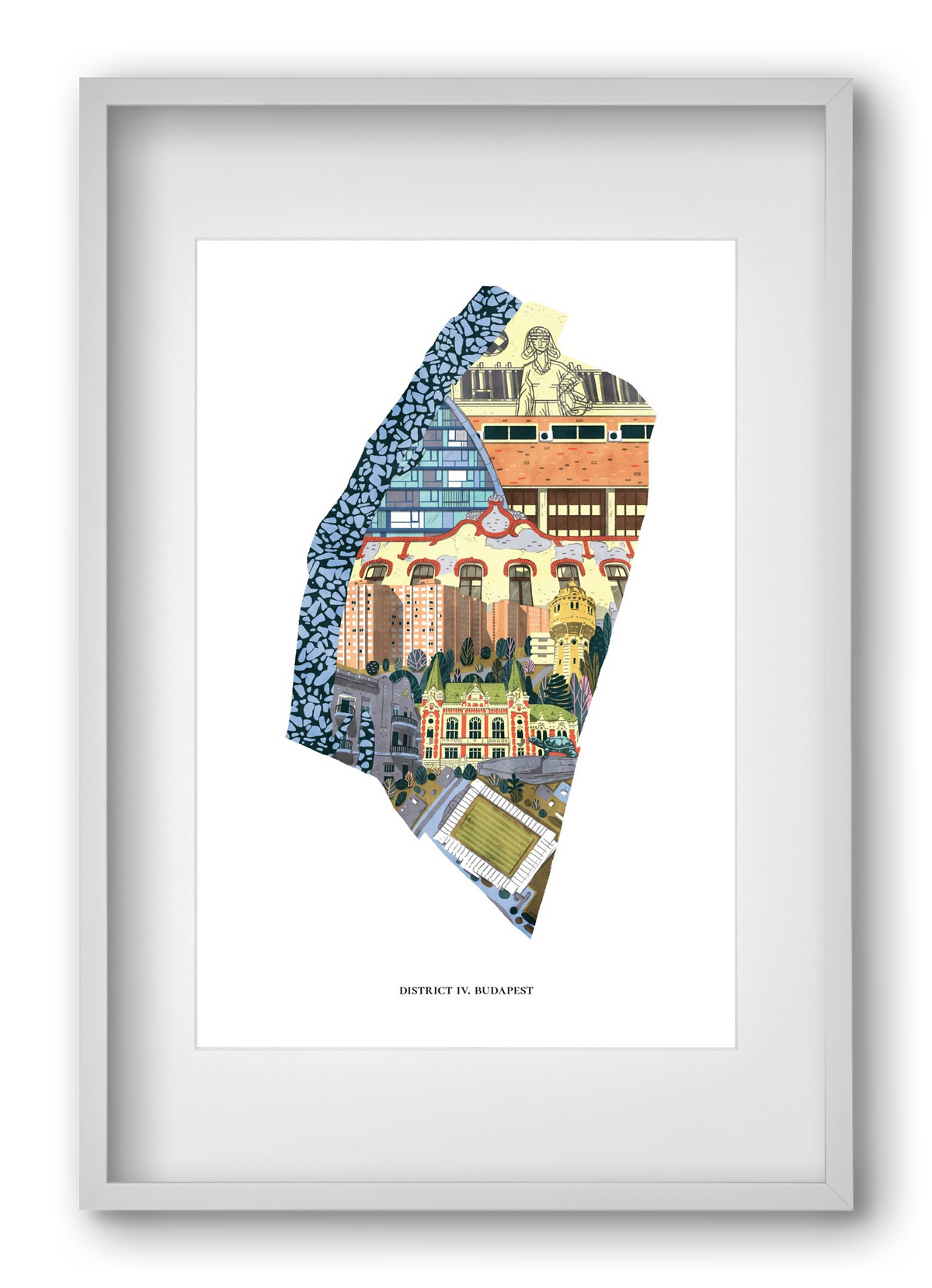 IV. kerület, 40x60 cm (30x45 cm), Fehér keret, paszpartuval