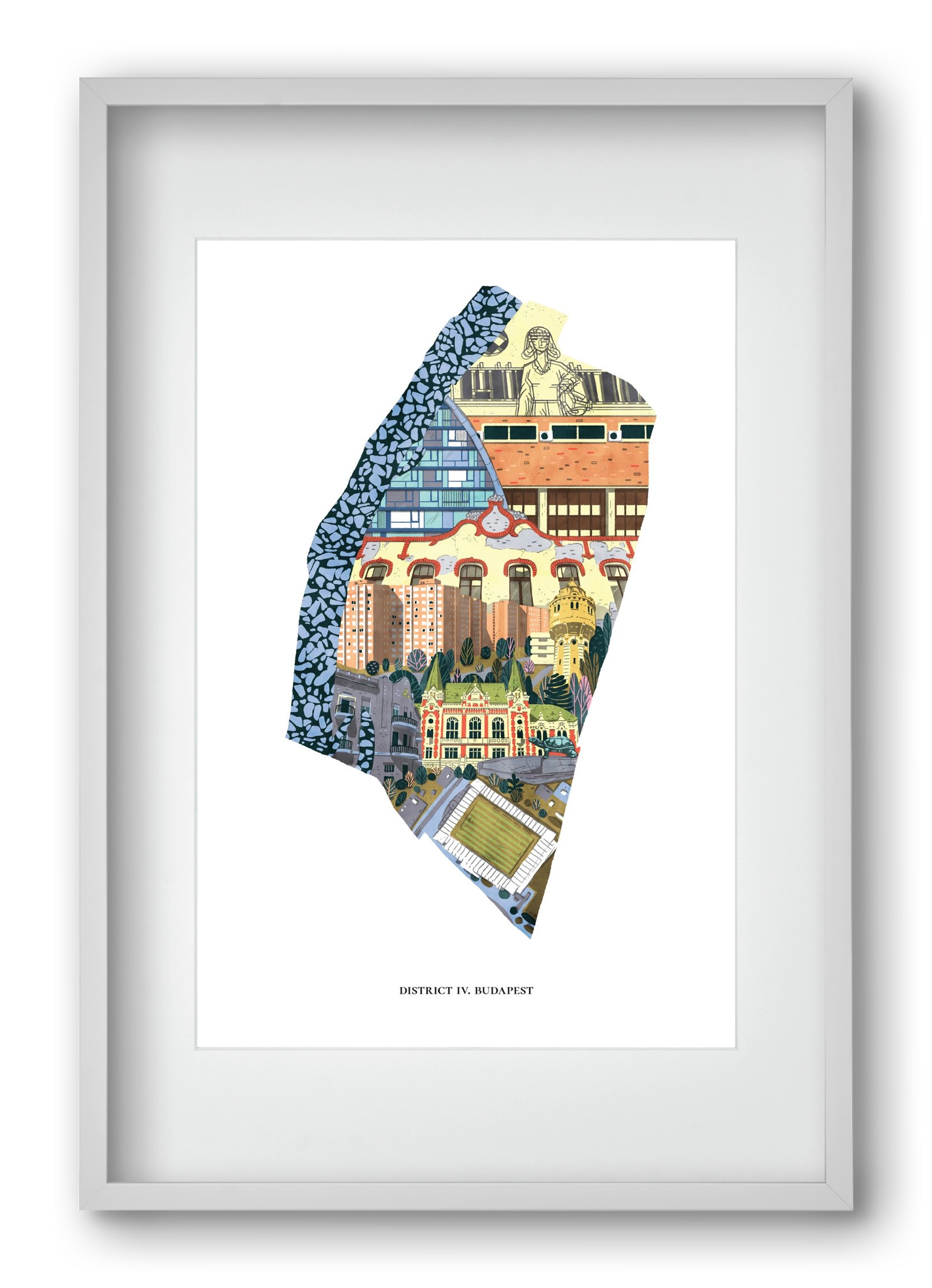 IV. kerület, 40x60 cm (30x45 cm), Fehér keret, paszpartuval