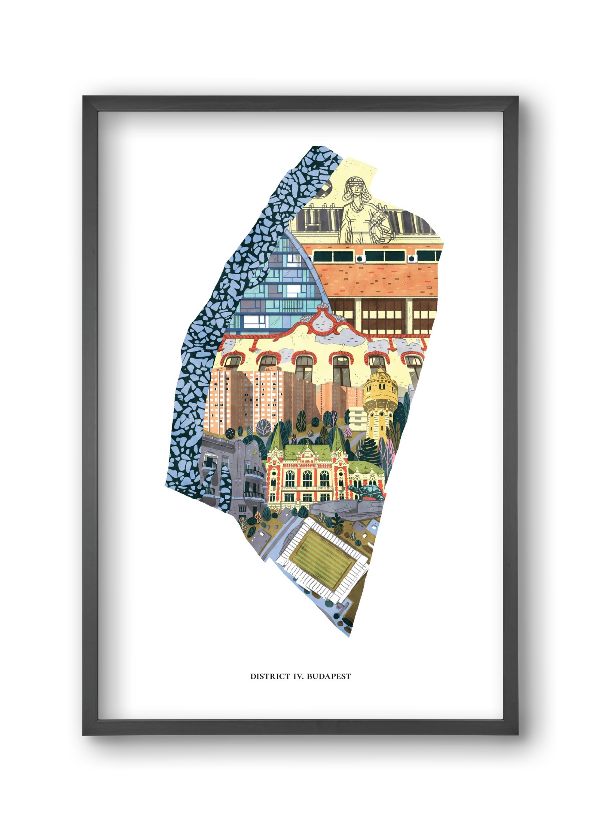 IV. kerület, 30x45 cm (30x45 cm), Fekete keret