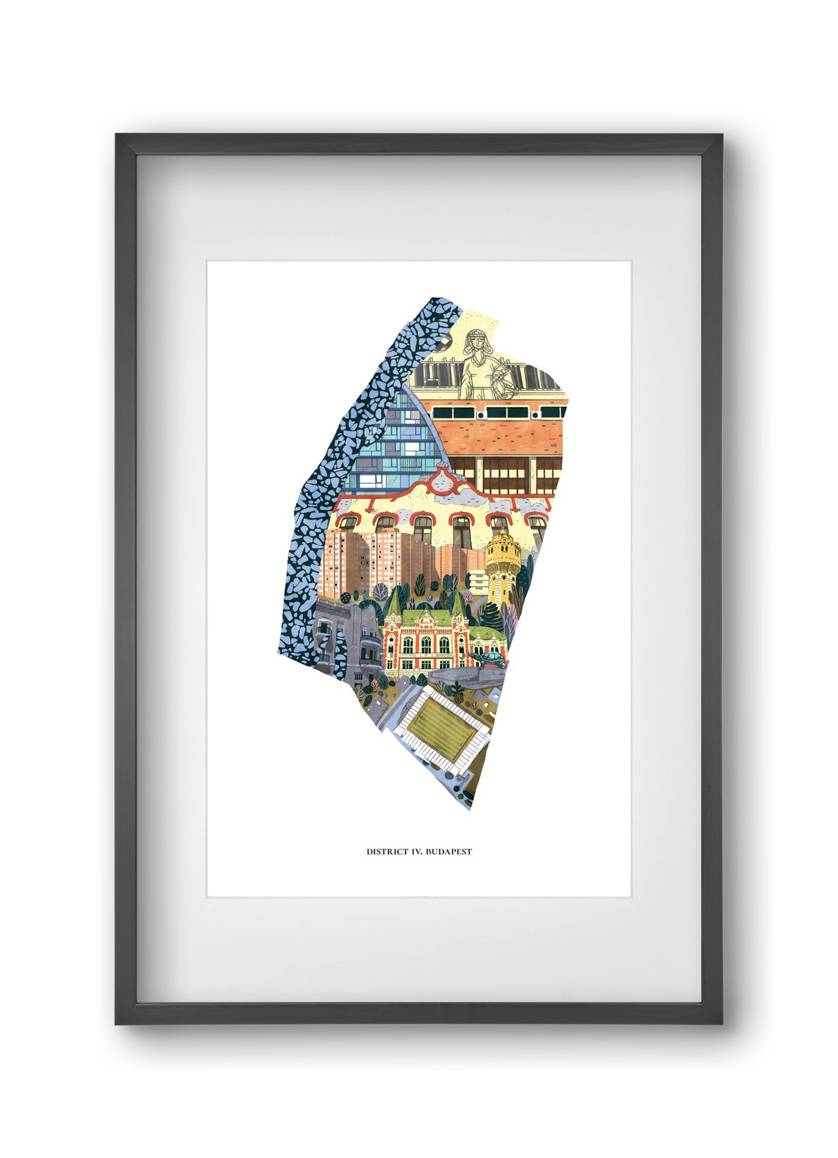 IV. kerület, 30x45 cm (20x30 cm), Fekete keret, paszpartuval