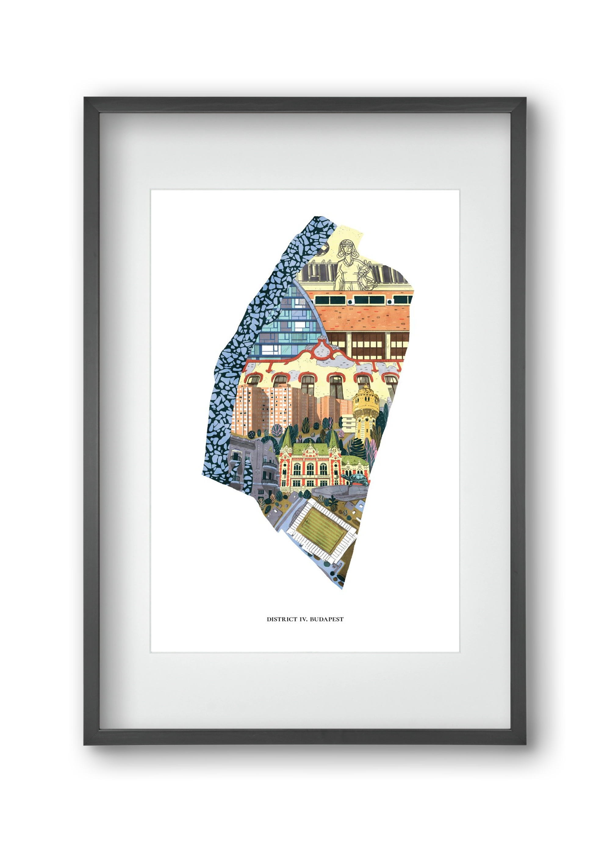 IV. kerület, 30x45 cm (20x30 cm), Fekete keret, paszpartuval