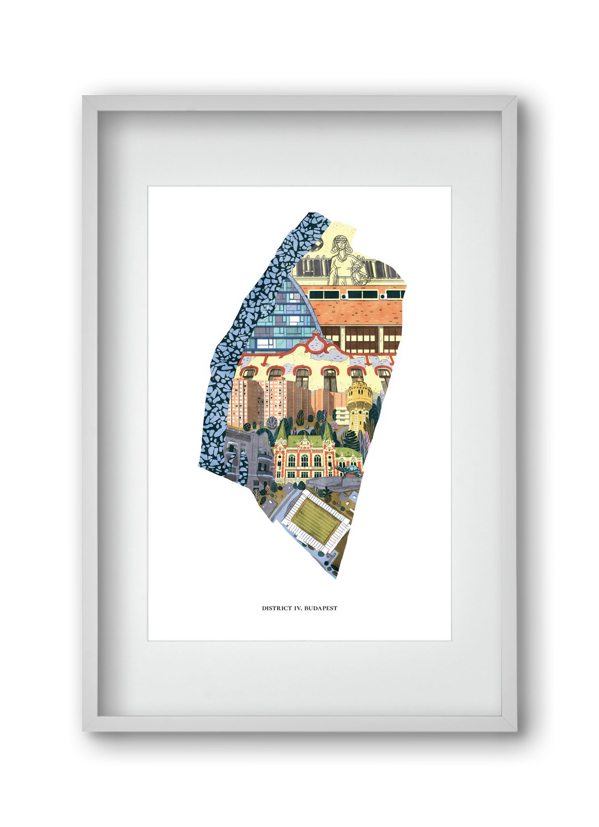 IV. kerület, 30x45 cm (20x30 cm), Fehér keret, paszpartuval