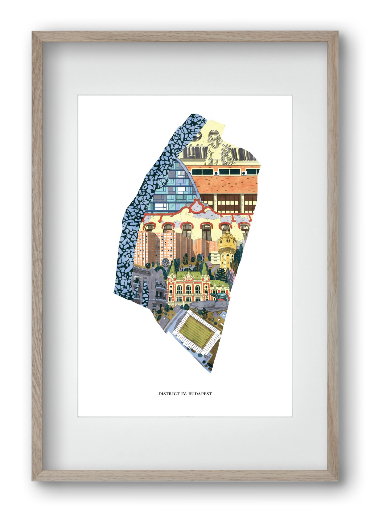 IV. kerület, 40x60 cm (30x45 cm), Tölgy keret, paszpartuval