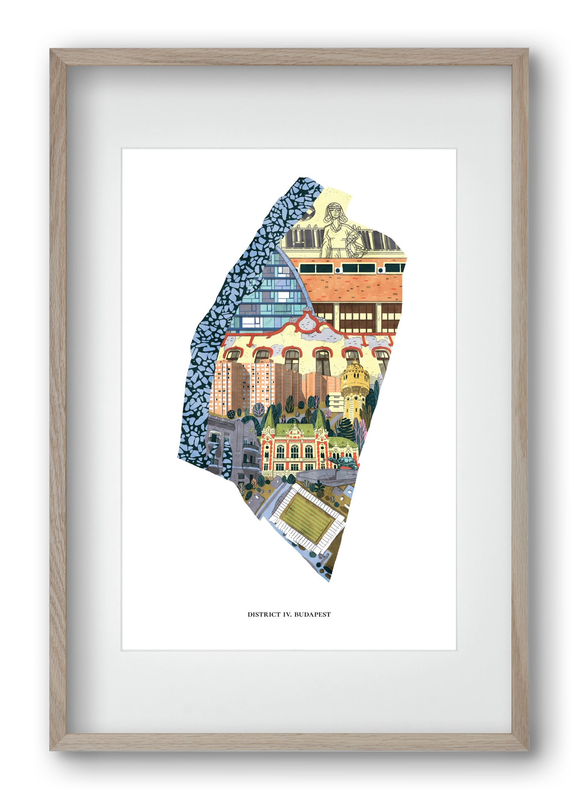 IV. kerület, 40x60 cm (30x45 cm), Tölgy keret, paszpartuval