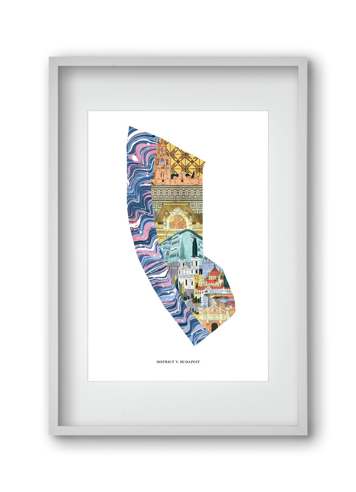 V. kerület, 30x45 cm (20x30 cm), Fehér keret, paszpartuval