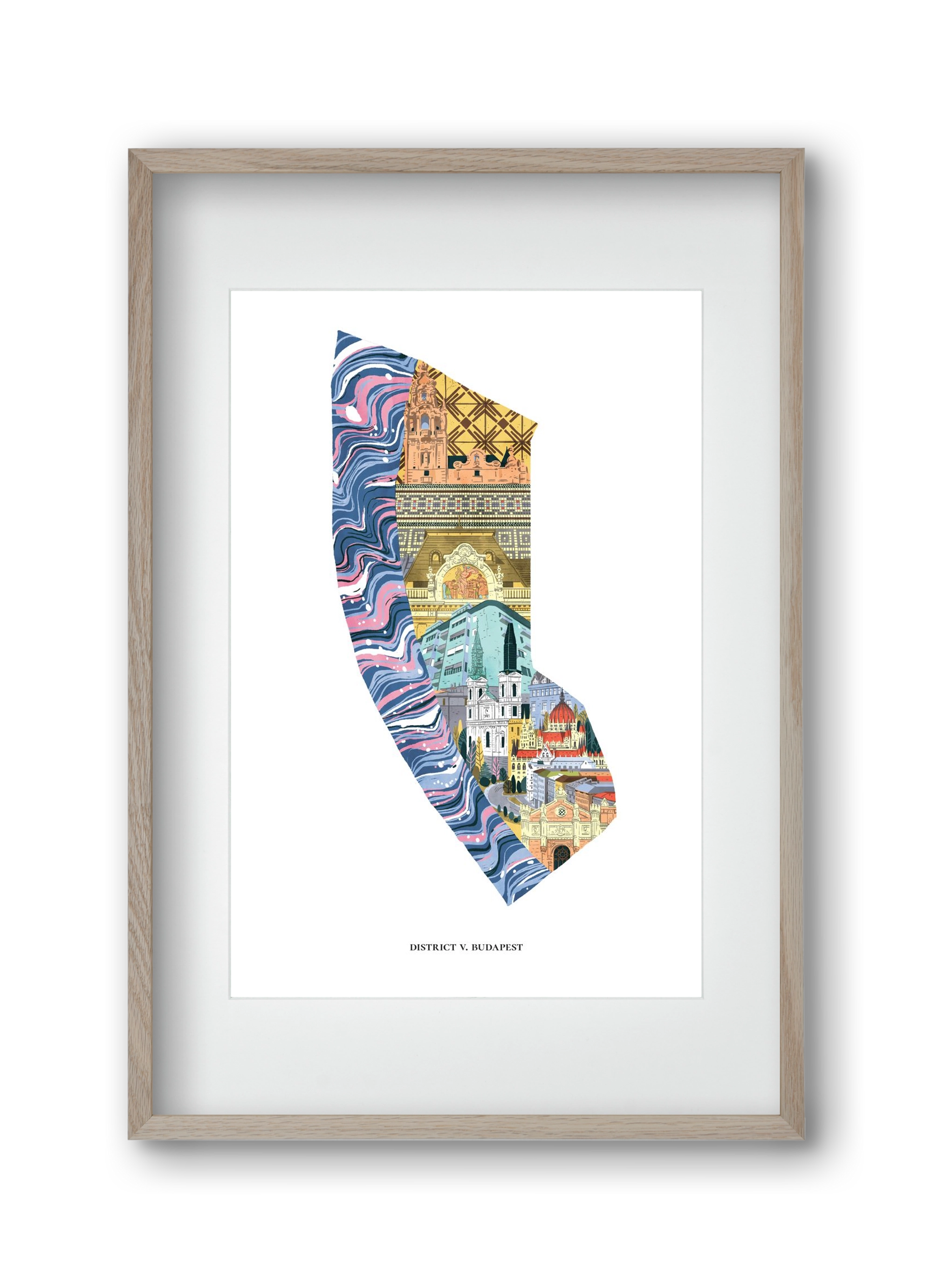 V. kerület, 30x45 cm (20x30 cm), Tölgy keret, paszpartuval