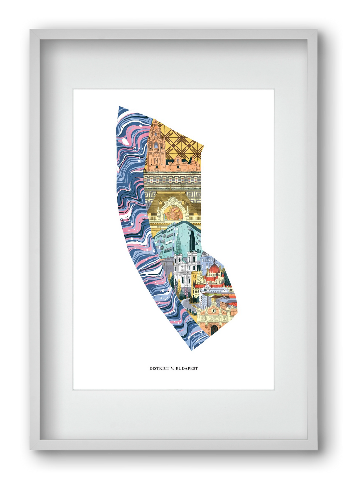 V. kerület, 40x60 cm (30x45 cm), Fehér keret, paszpartuval