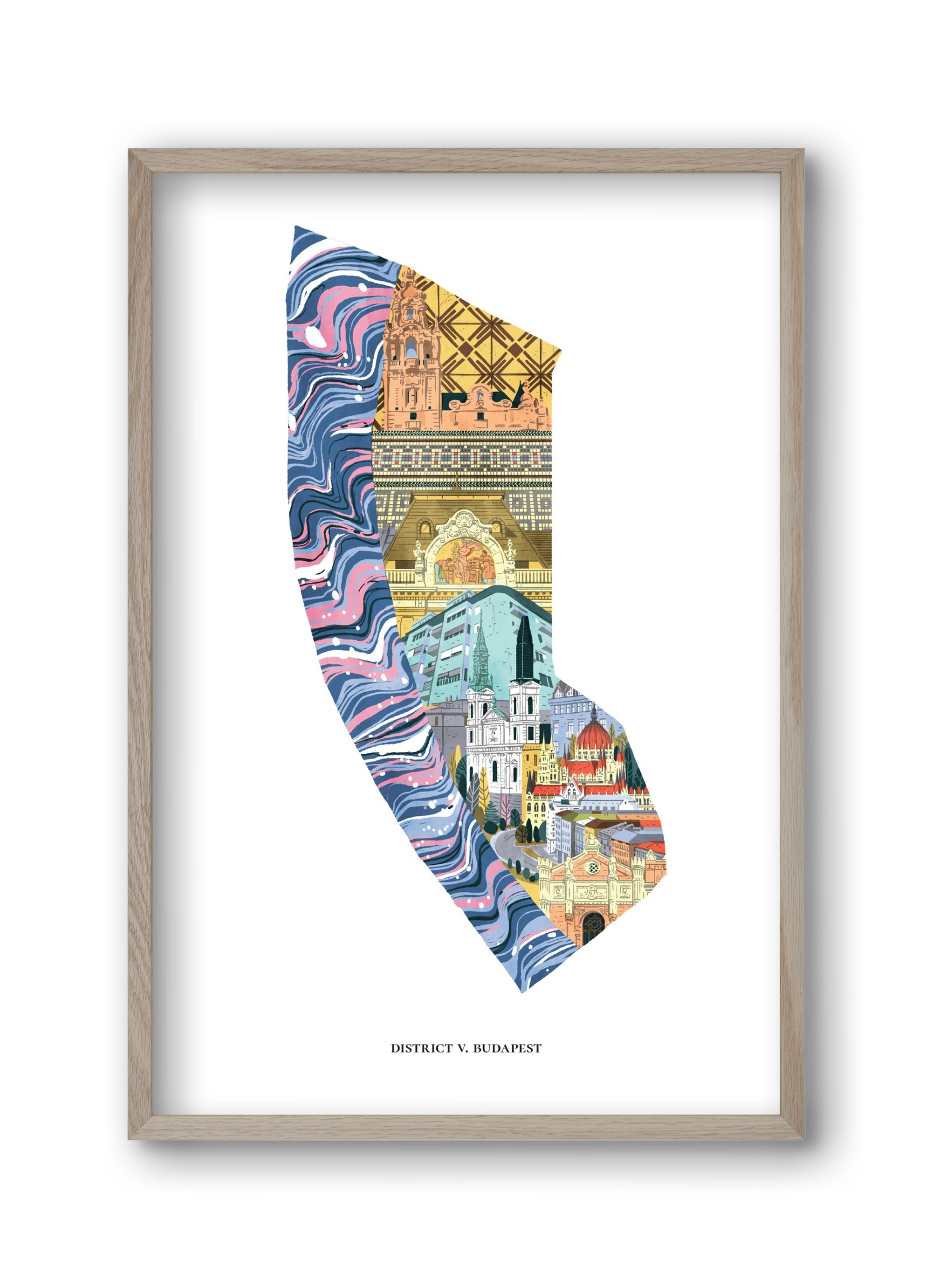 V. kerület, 30x45 cm (30x45 cm), Tölgy keret