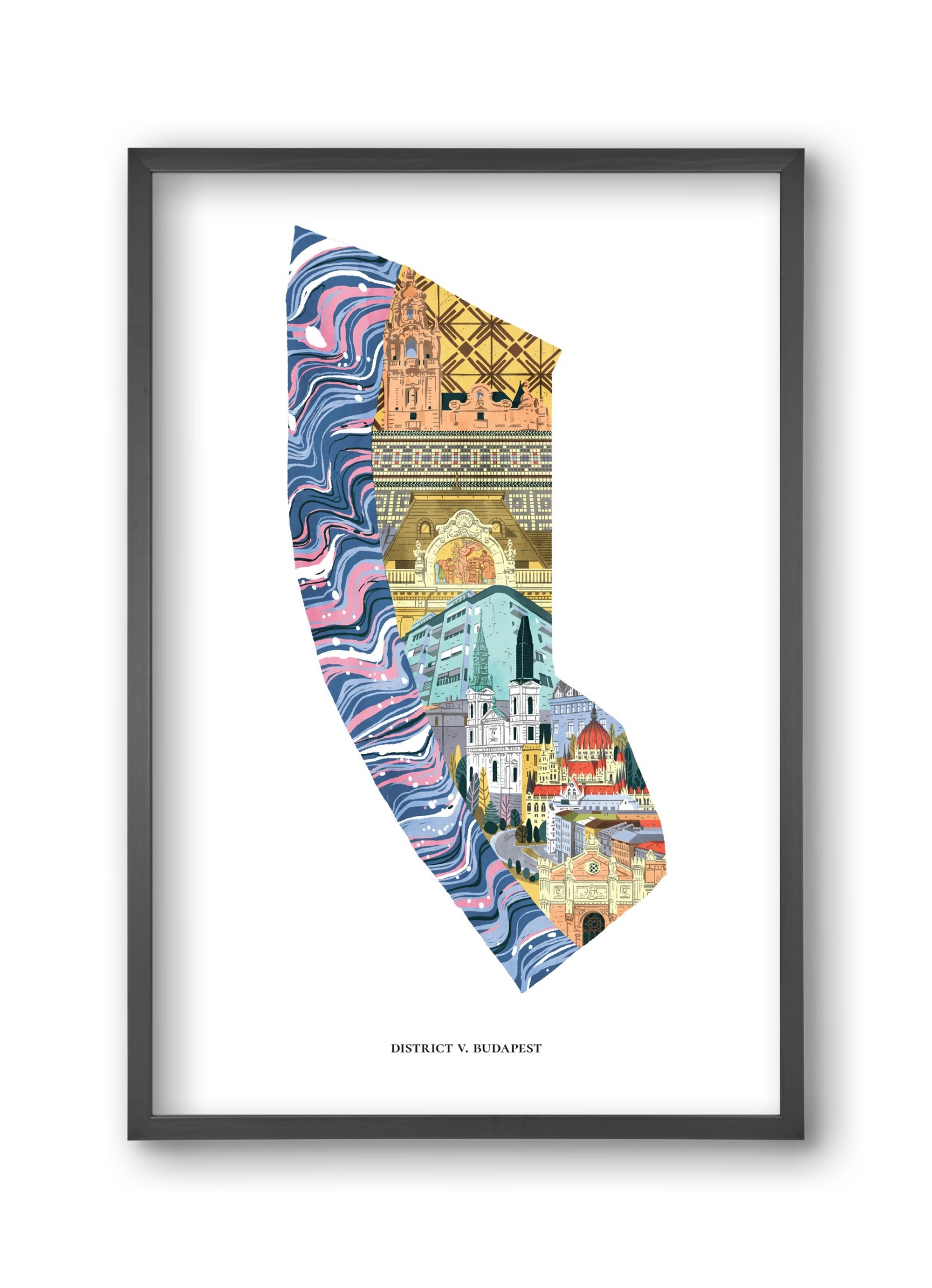 V. kerület, 30x45 cm (30x45 cm), Fekete keret