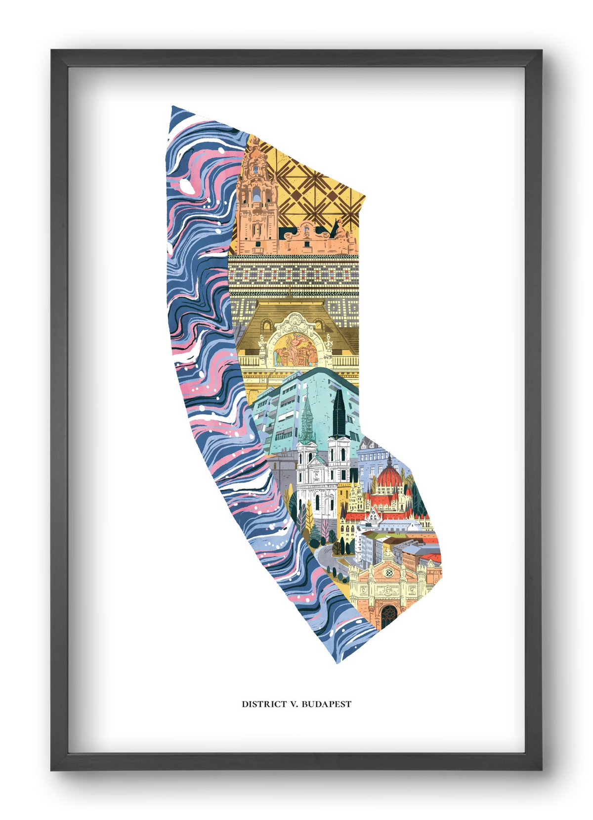 V. kerület, 40x60 cm (40x60 cm), Fekete keret