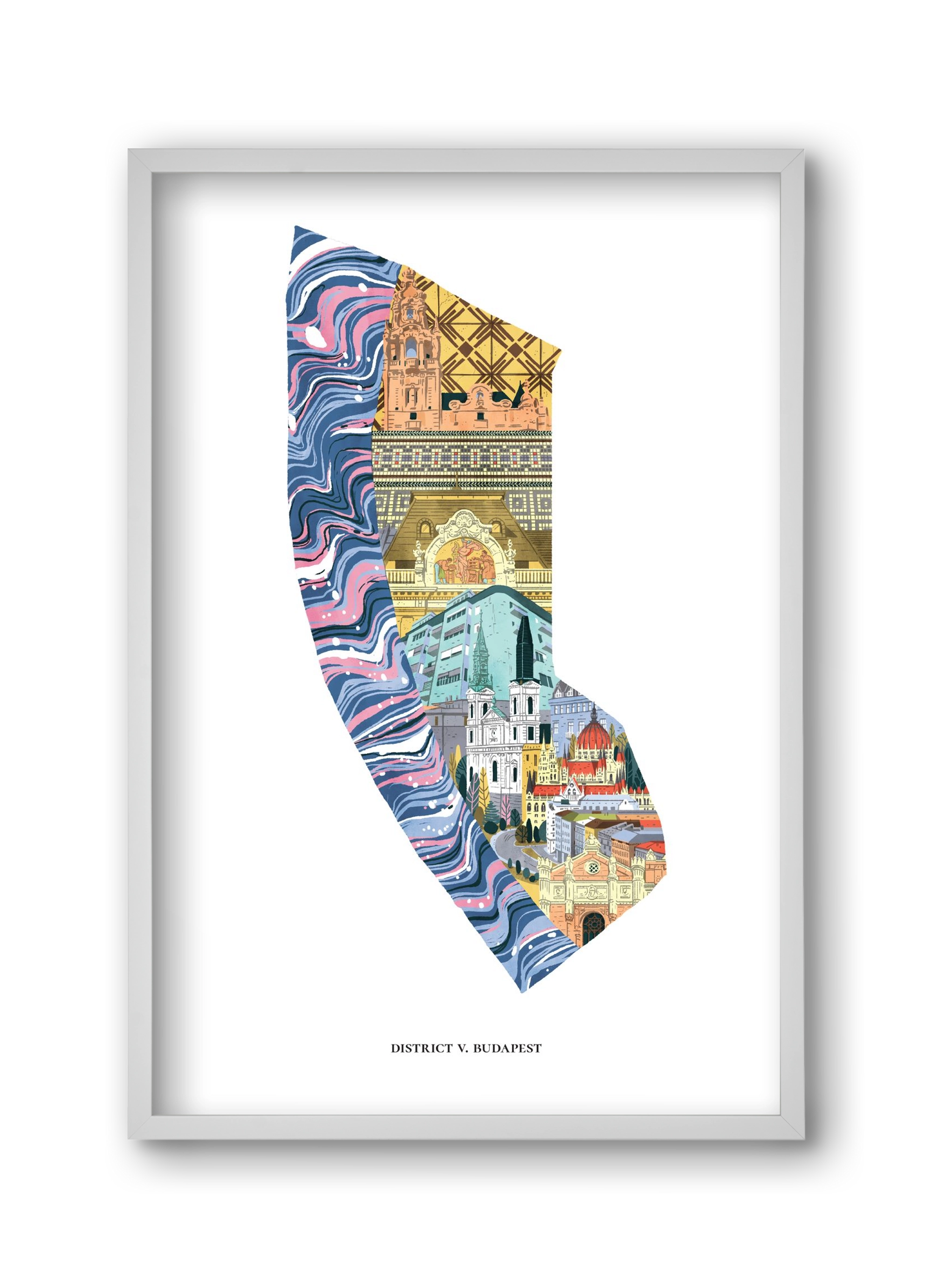 V. kerület, 30x45 cm (30x45 cm), Fehér keret