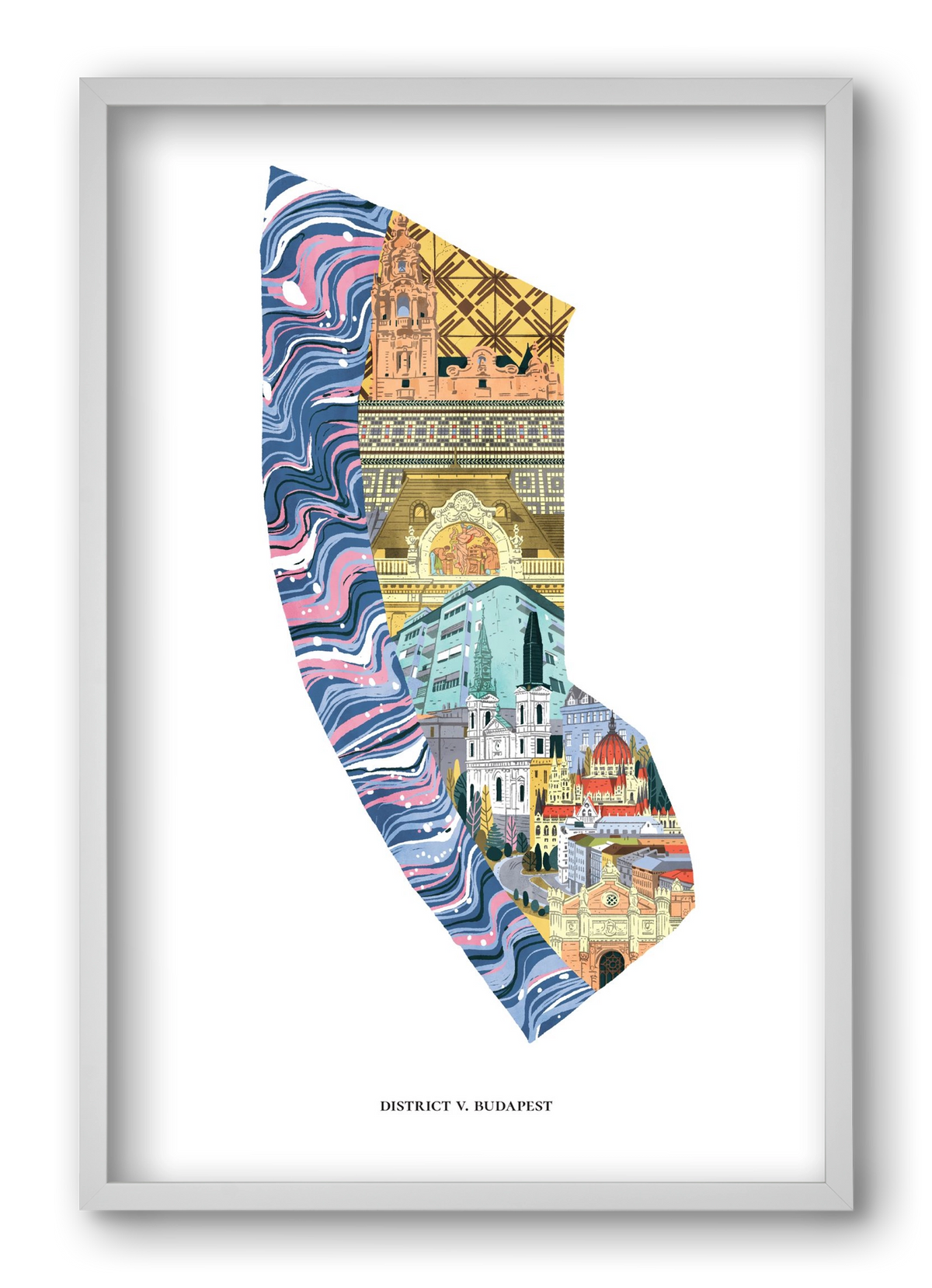 V. kerület, 40x60 cm (40x60 cm), Fehér keret