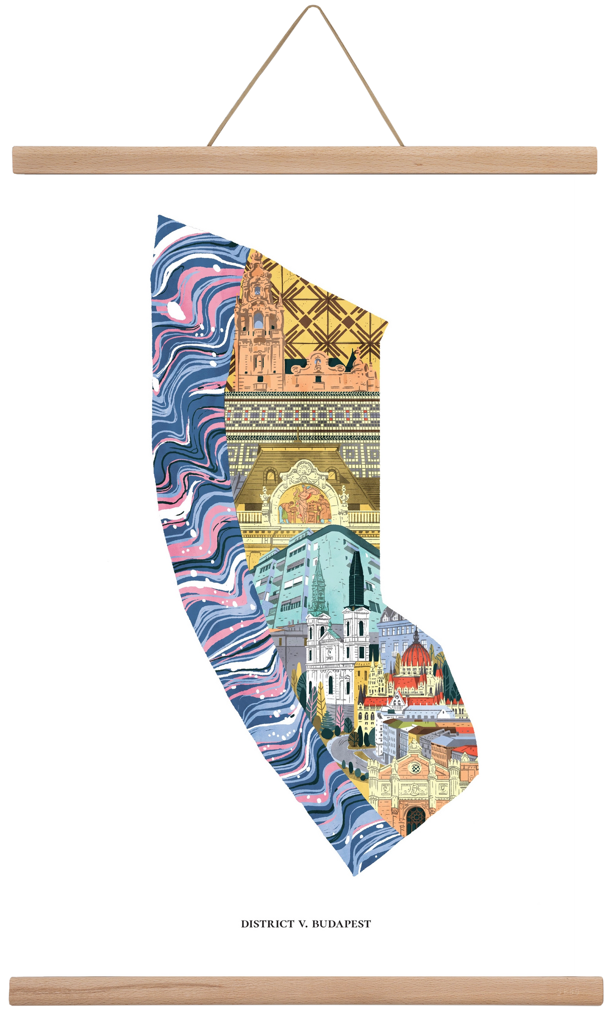 V. kerület, 40x60 cm (40x60 cm), Tölgy akasztó