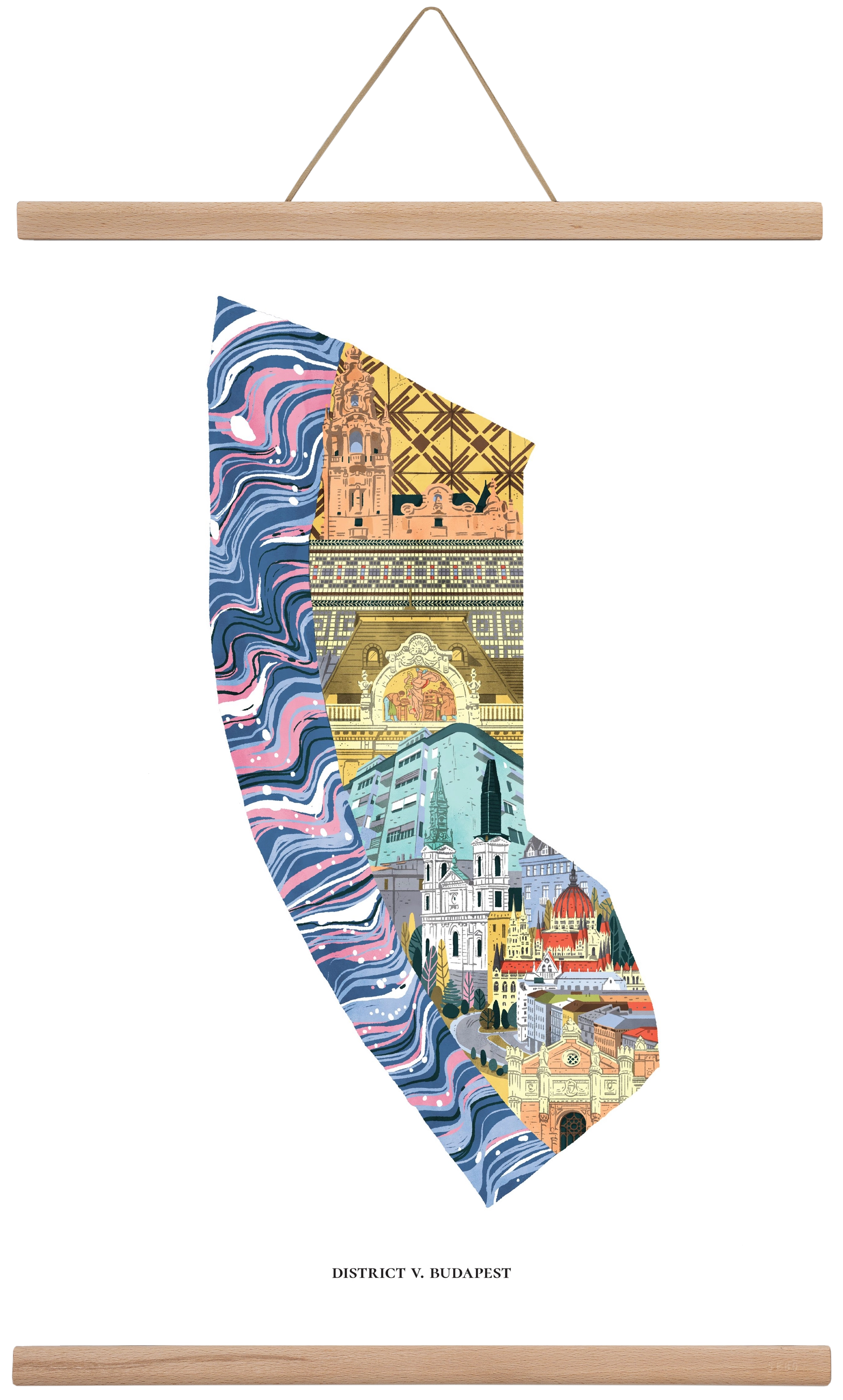 V. kerület, 40x60 cm (40x60 cm), Tölgy akasztó