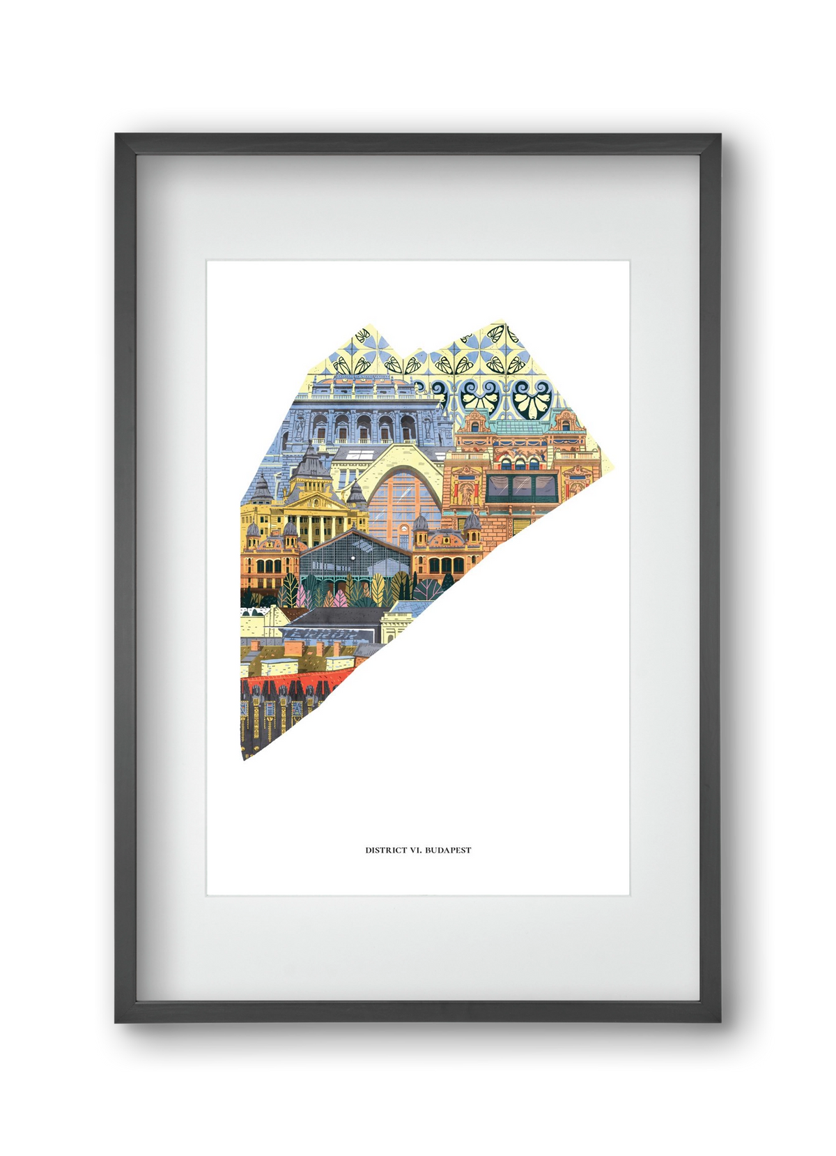 VI. kerület, 30x45 cm (20x30 cm), Fekete keret, paszpartuval