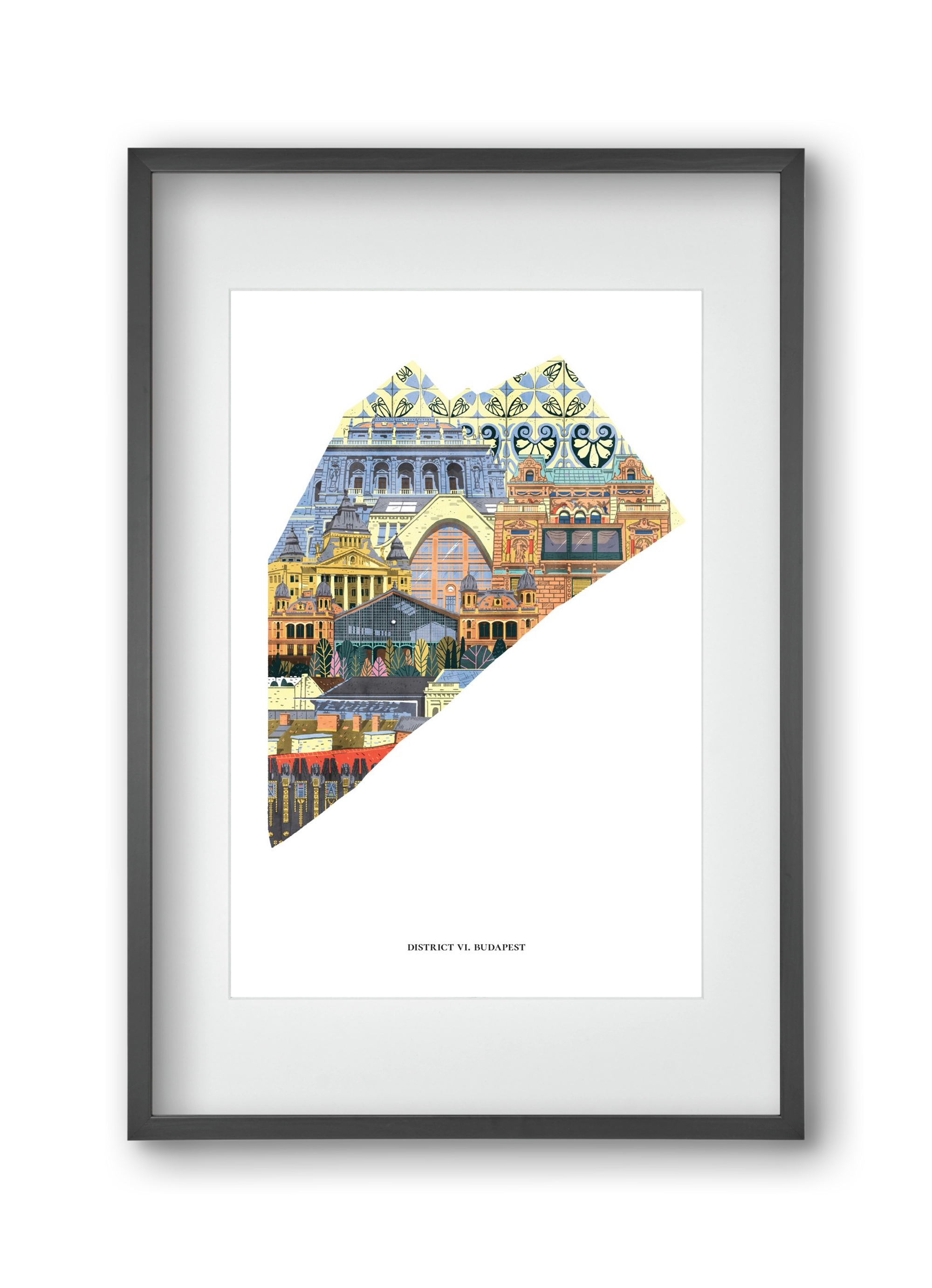VI. kerület, 30x45 cm (20x30 cm), Fekete keret, paszpartuval