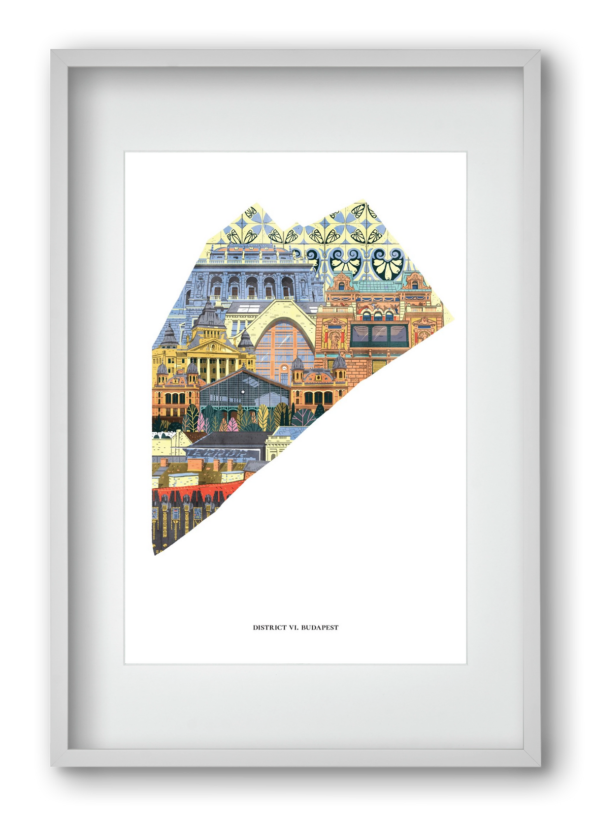 VI. kerület, 40x60 cm (30x45 cm), Fehér keret, paszpartuval