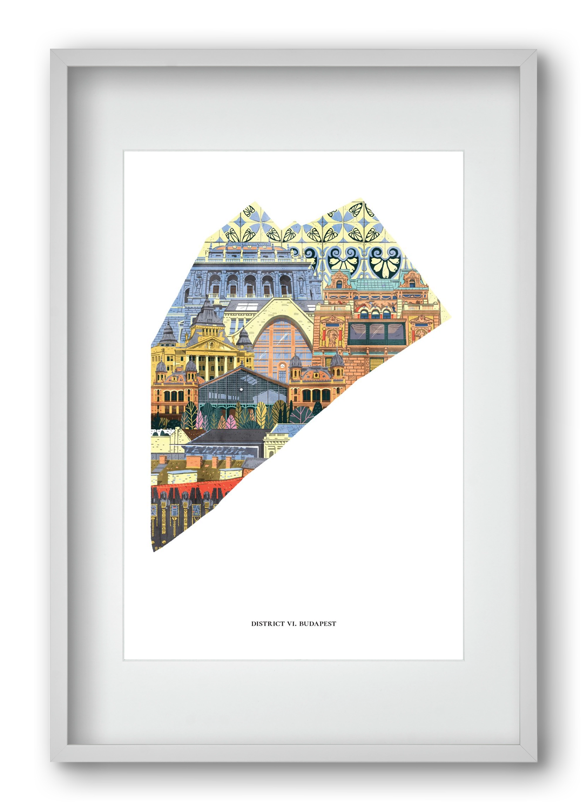 VI. kerület, 40x60 cm (30x45 cm), Fehér keret, paszpartuval