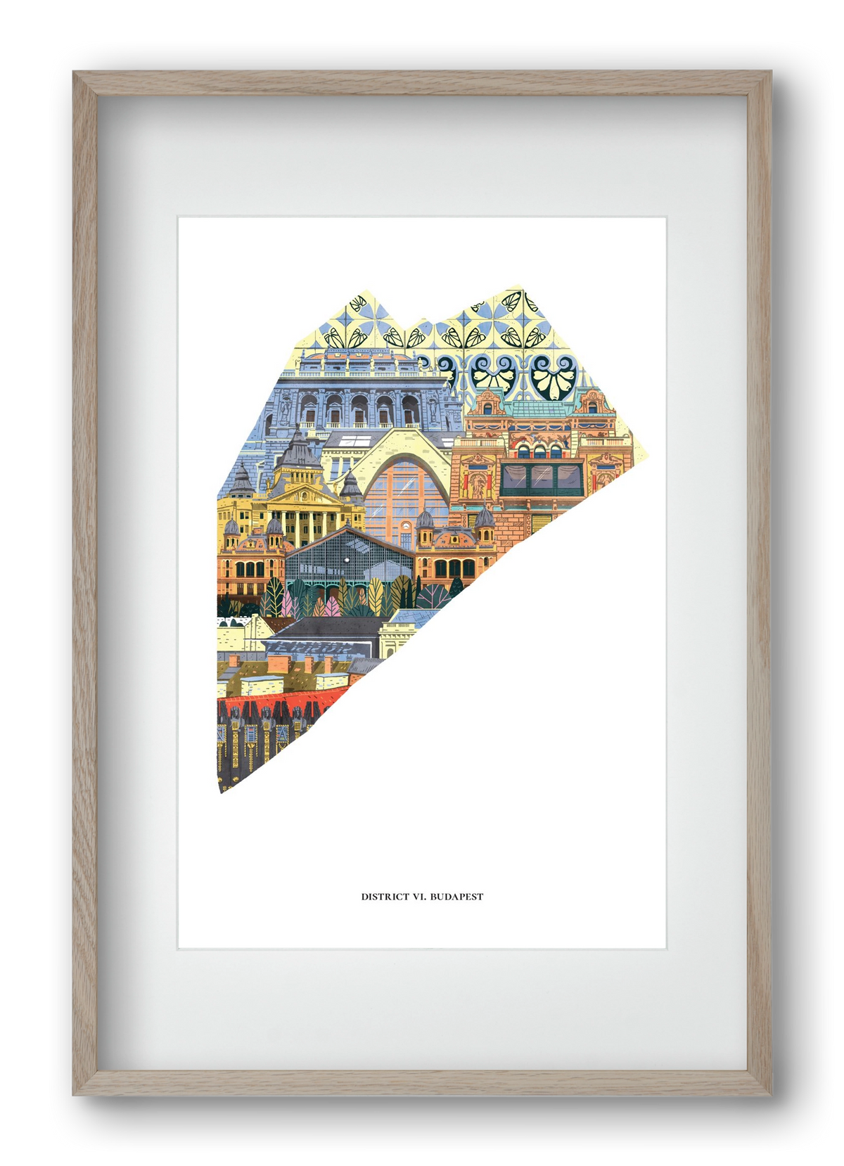 VI. kerület, 40x60 cm (30x45 cm), Tölgy keret, paszpartuval