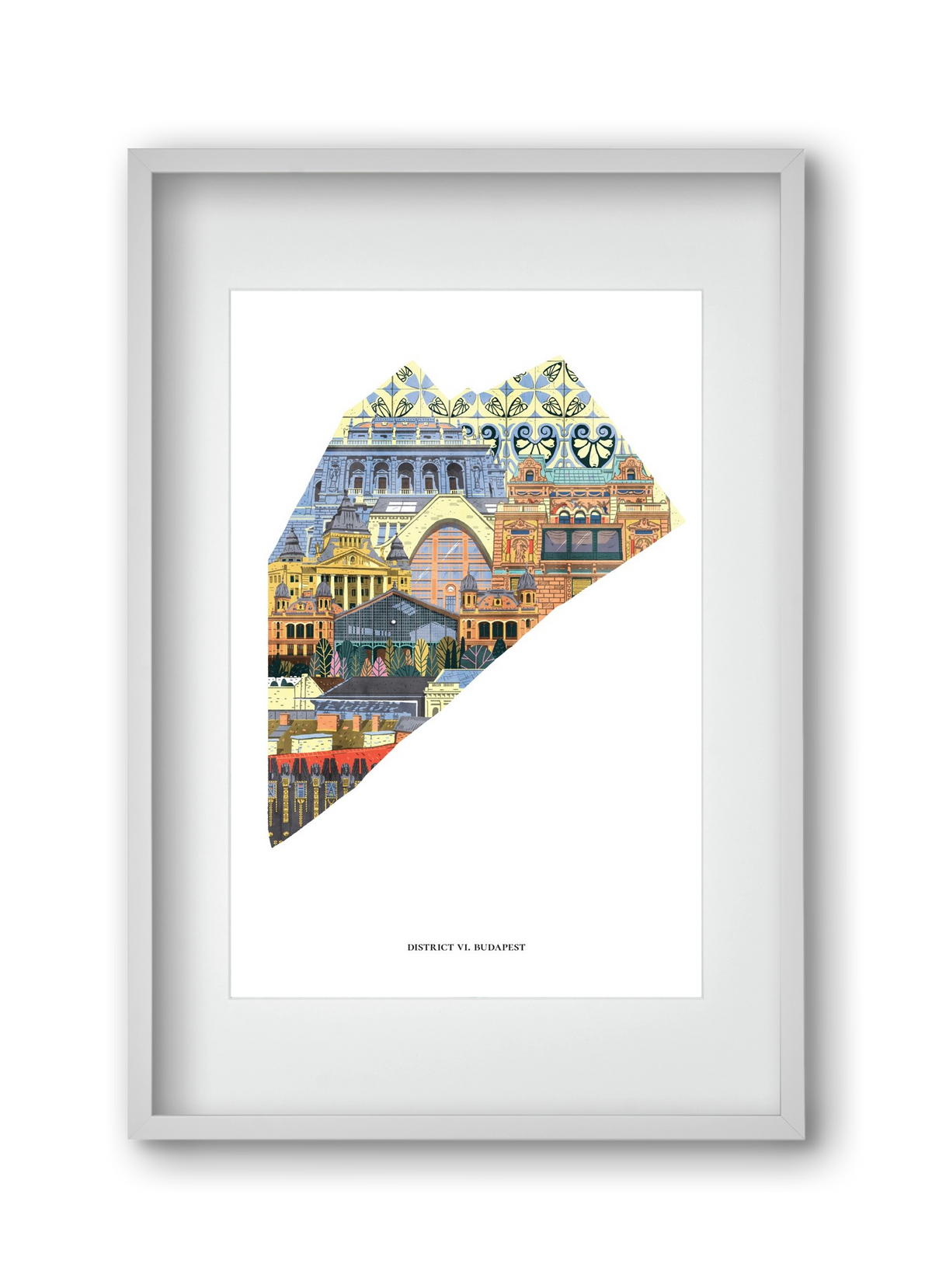 VI. kerület, 30x45 cm (20x30 cm), Fehér keret, paszpartuval