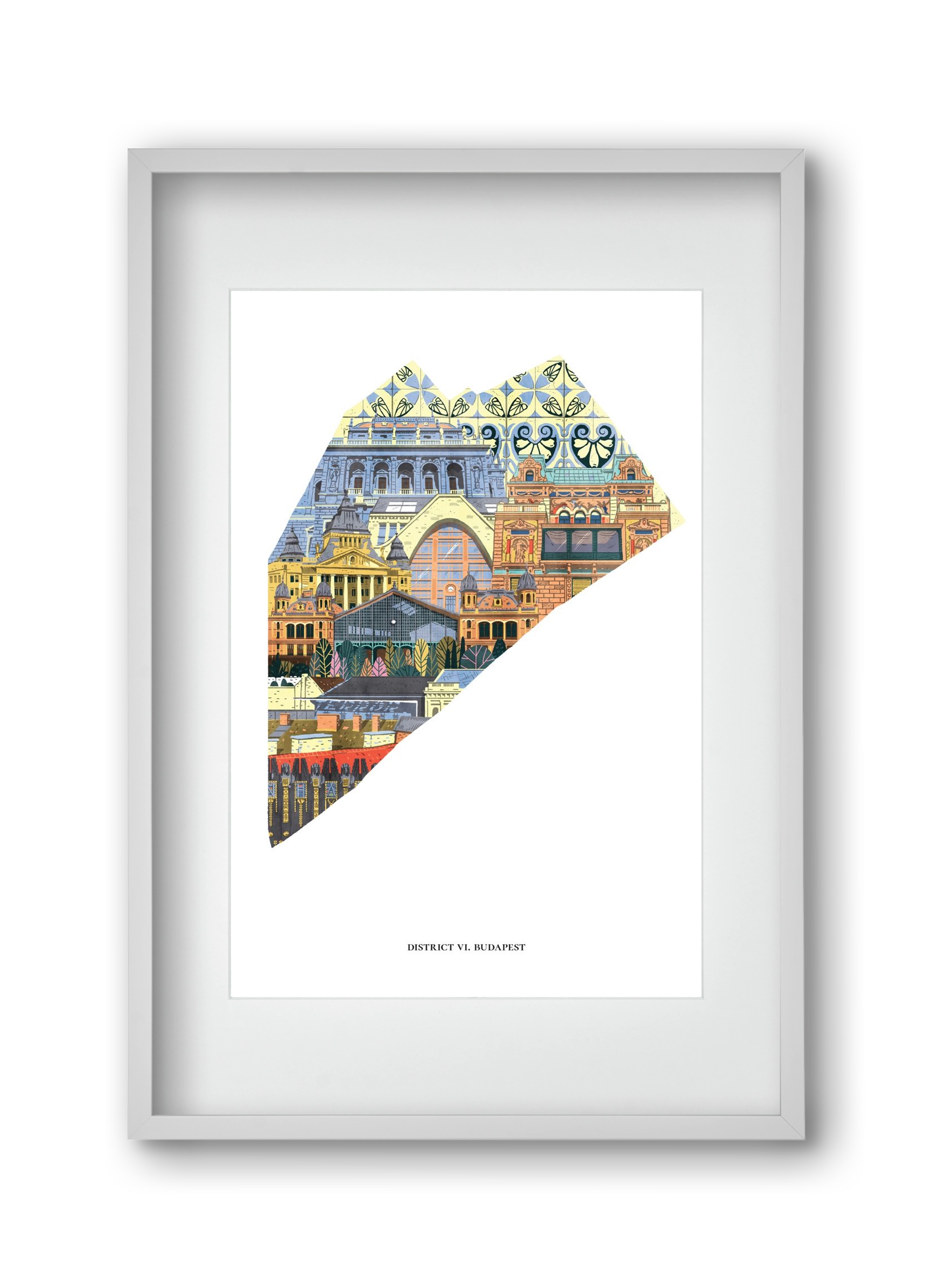 VI. kerület, 30x45 cm (20x30 cm), Fehér keret, paszpartuval