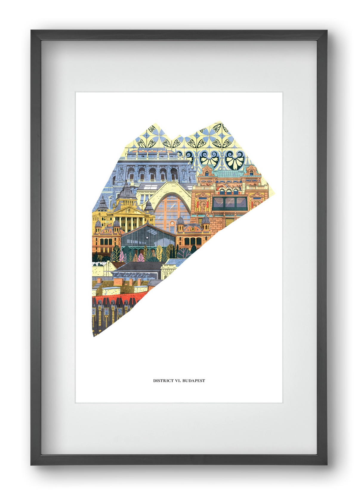 VI. kerület, 40x60 cm (30x45 cm), Fekete keret, paszpartuval