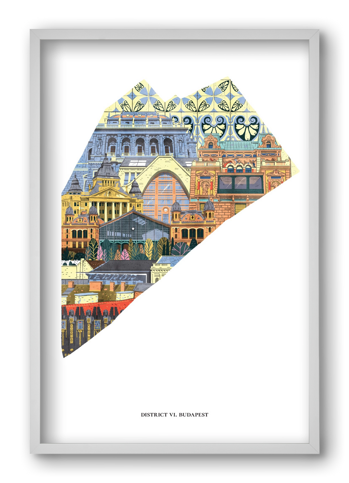 VI. kerület, 40x60 cm (40x60 cm), Fehér keret