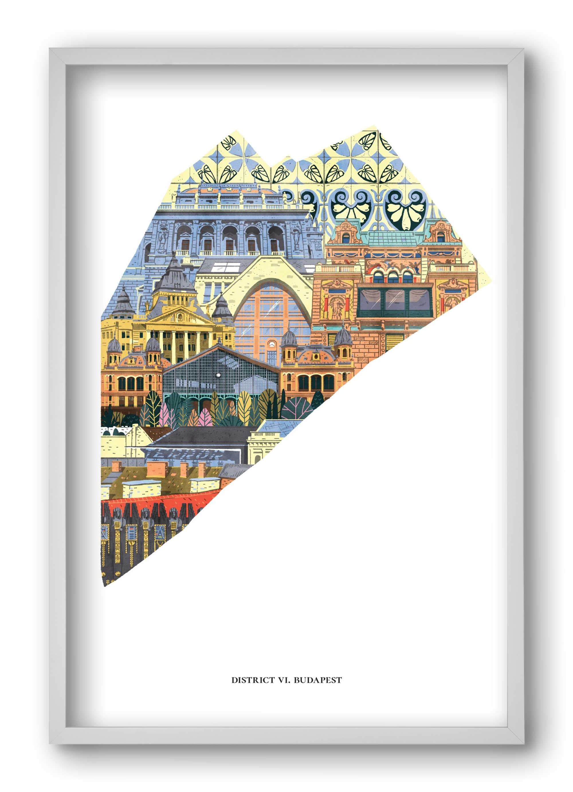VI. kerület, 40x60 cm (40x60 cm), Fehér keret