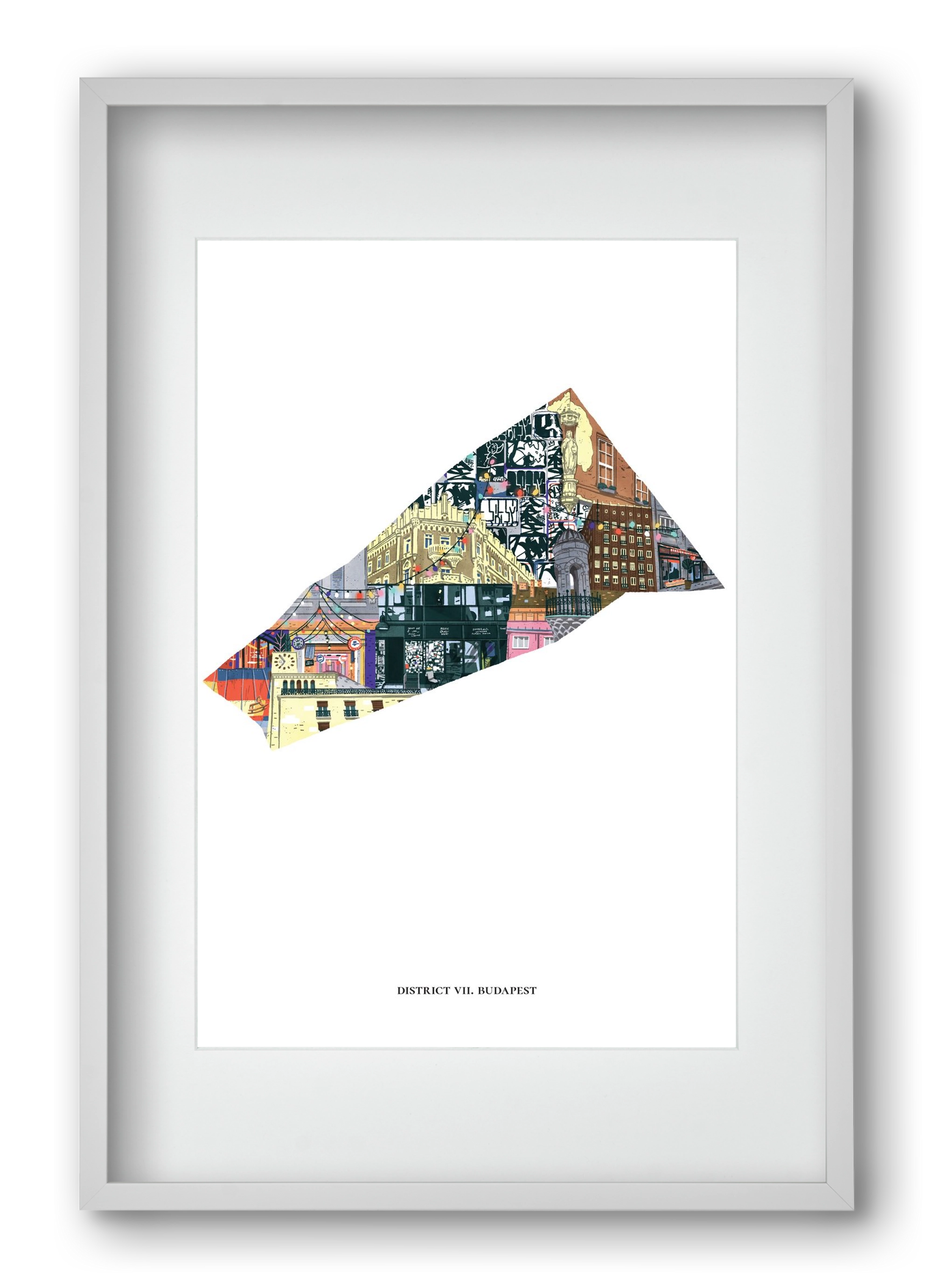 VII. kerület, 40x60 cm (30x45 cm), Fehér keret, paszpartuval