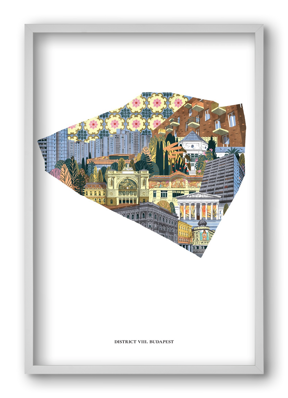 VIII. kerület, 40x60 cm (40x60 cm), Fehér keret