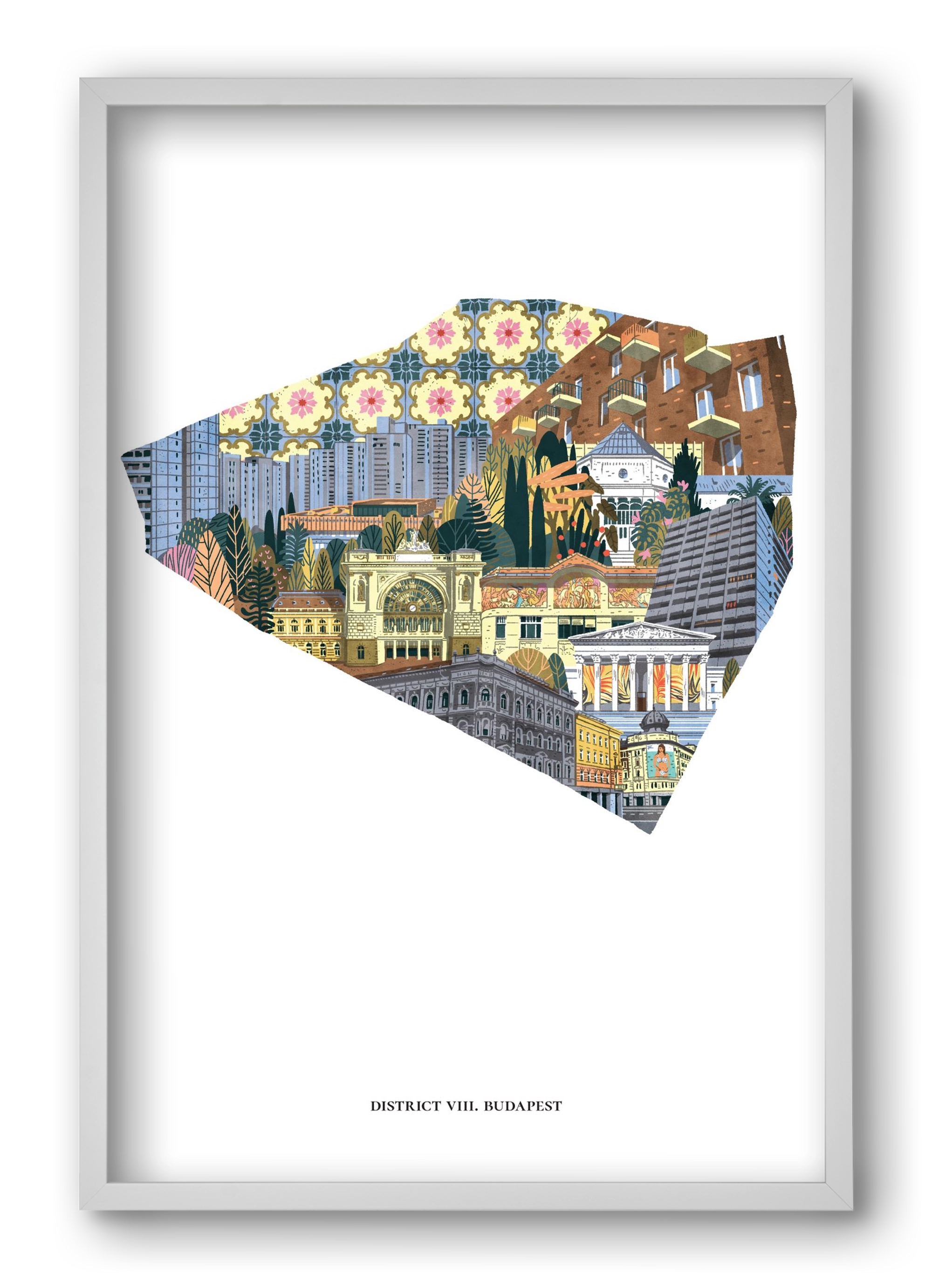 VIII. kerület, 40x60 cm (40x60 cm), Fehér keret