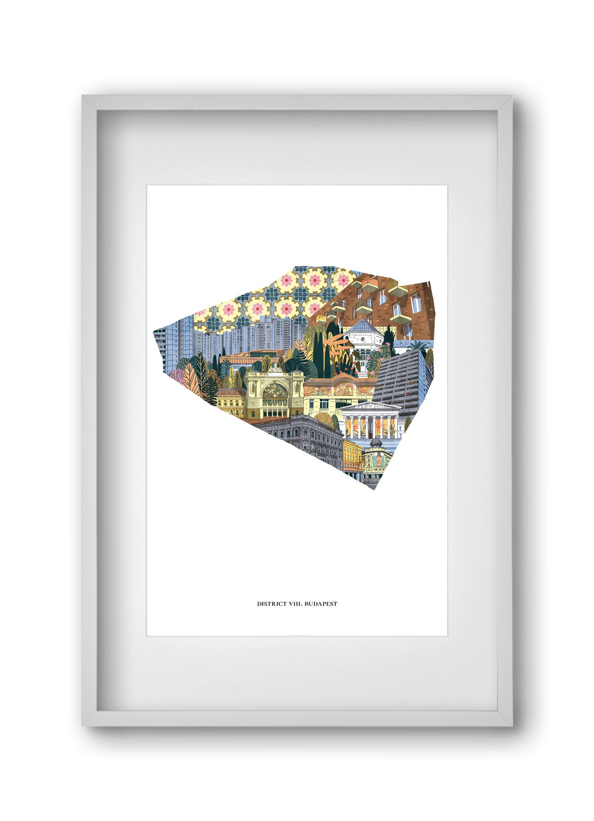 VIII. kerület, 30x45 cm (20x30 cm), Fehér keret, paszpartuval
