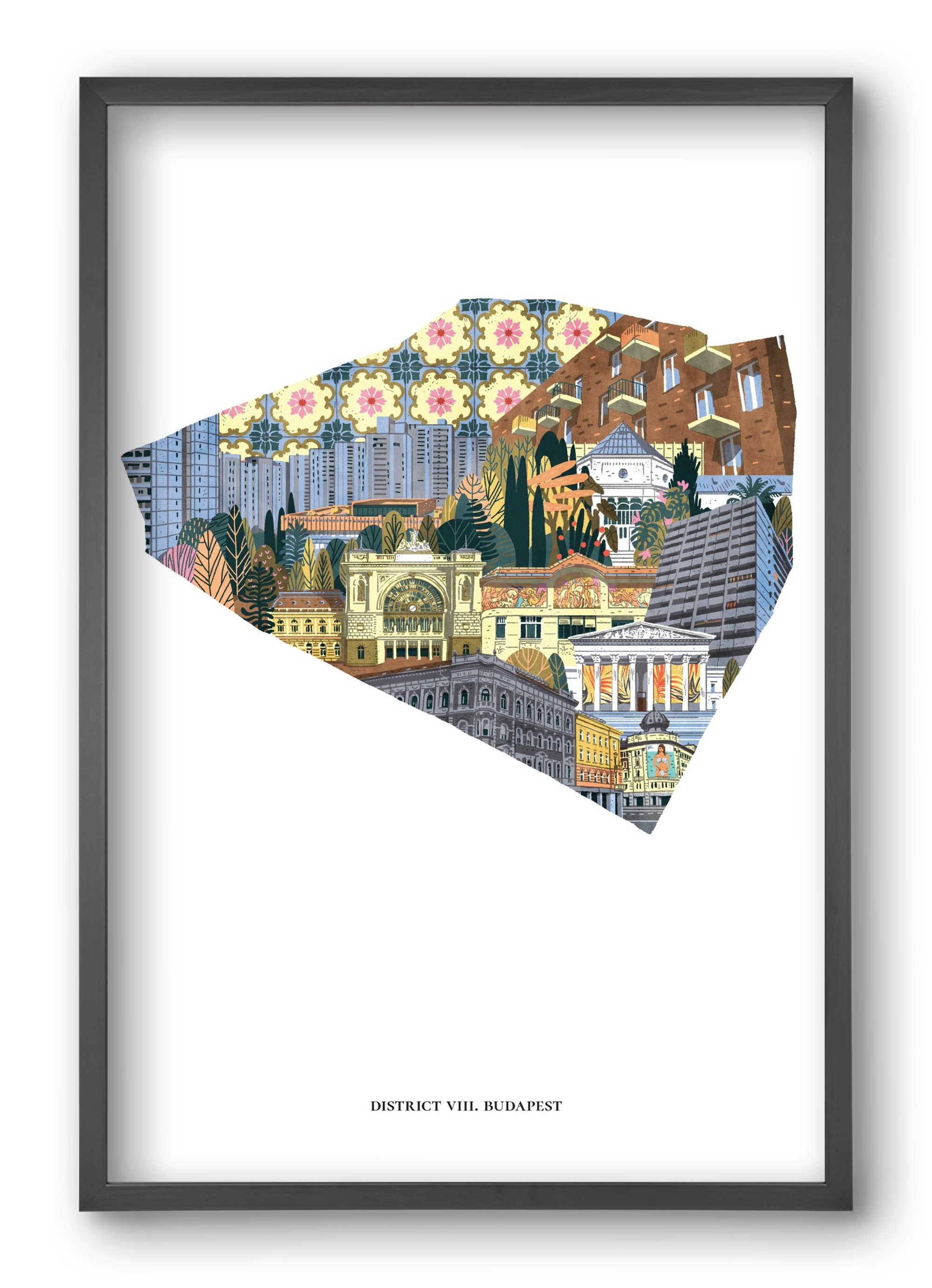 VIII. kerület, 40x60 cm (40x60 cm), Fekete keret