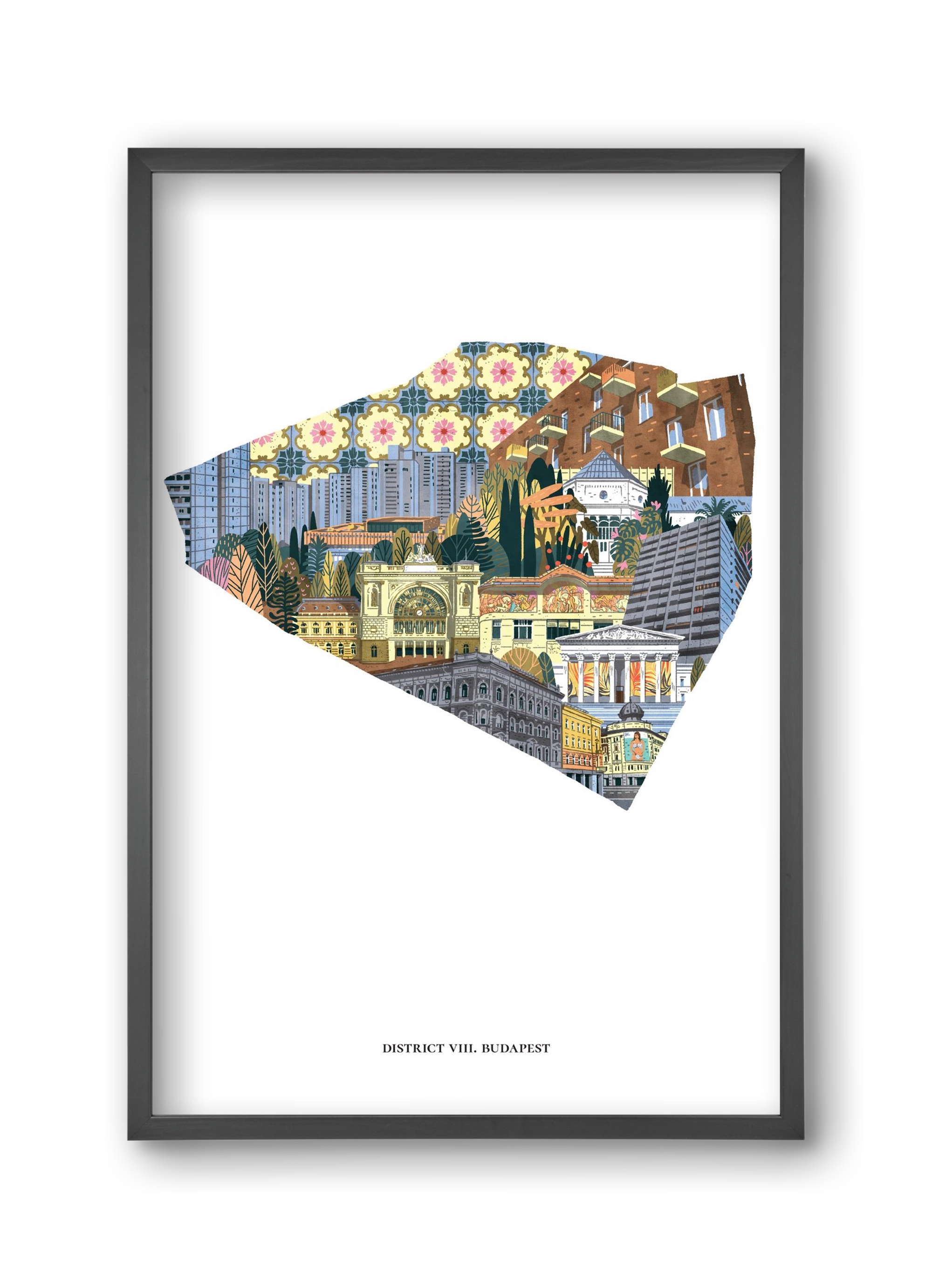 VIII. kerület, 30x45 cm (30x45 cm), Fekete keret