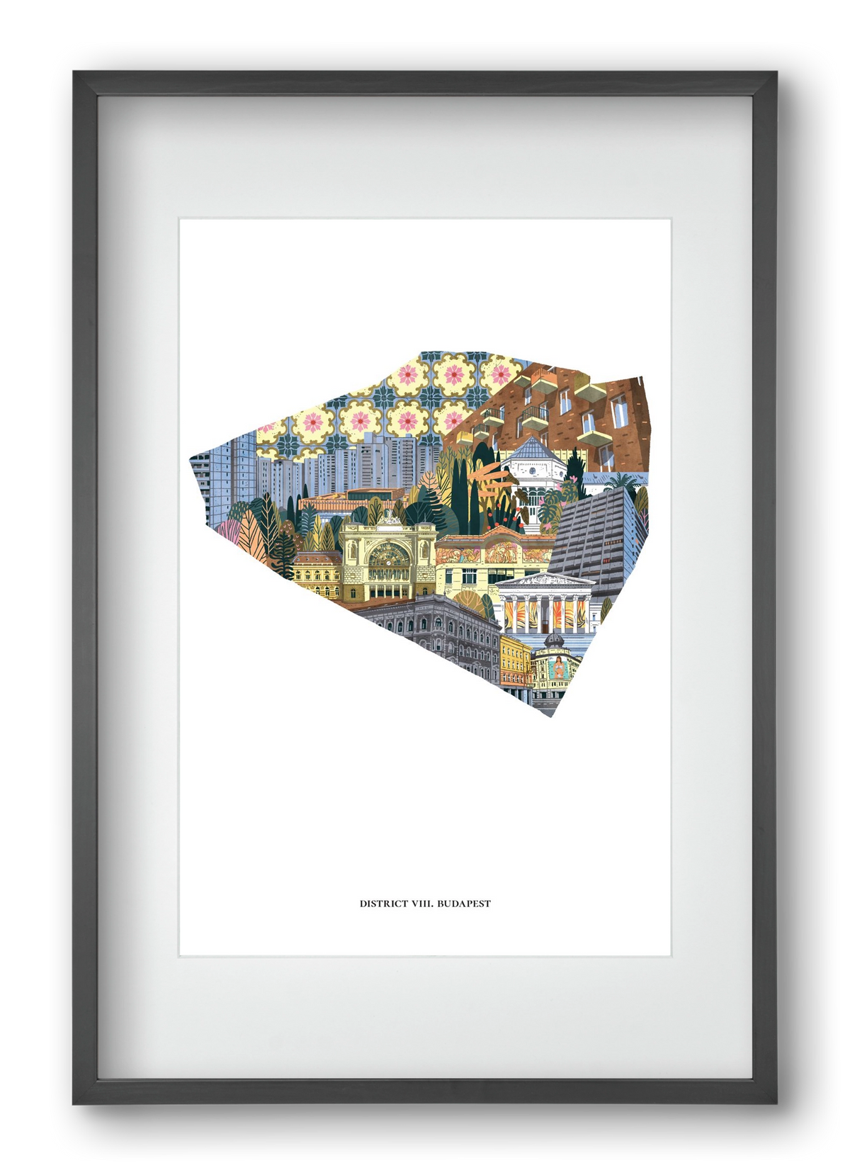 VIII. kerület, 40x60 cm (30x45 cm), Fekete keret, paszpartuval