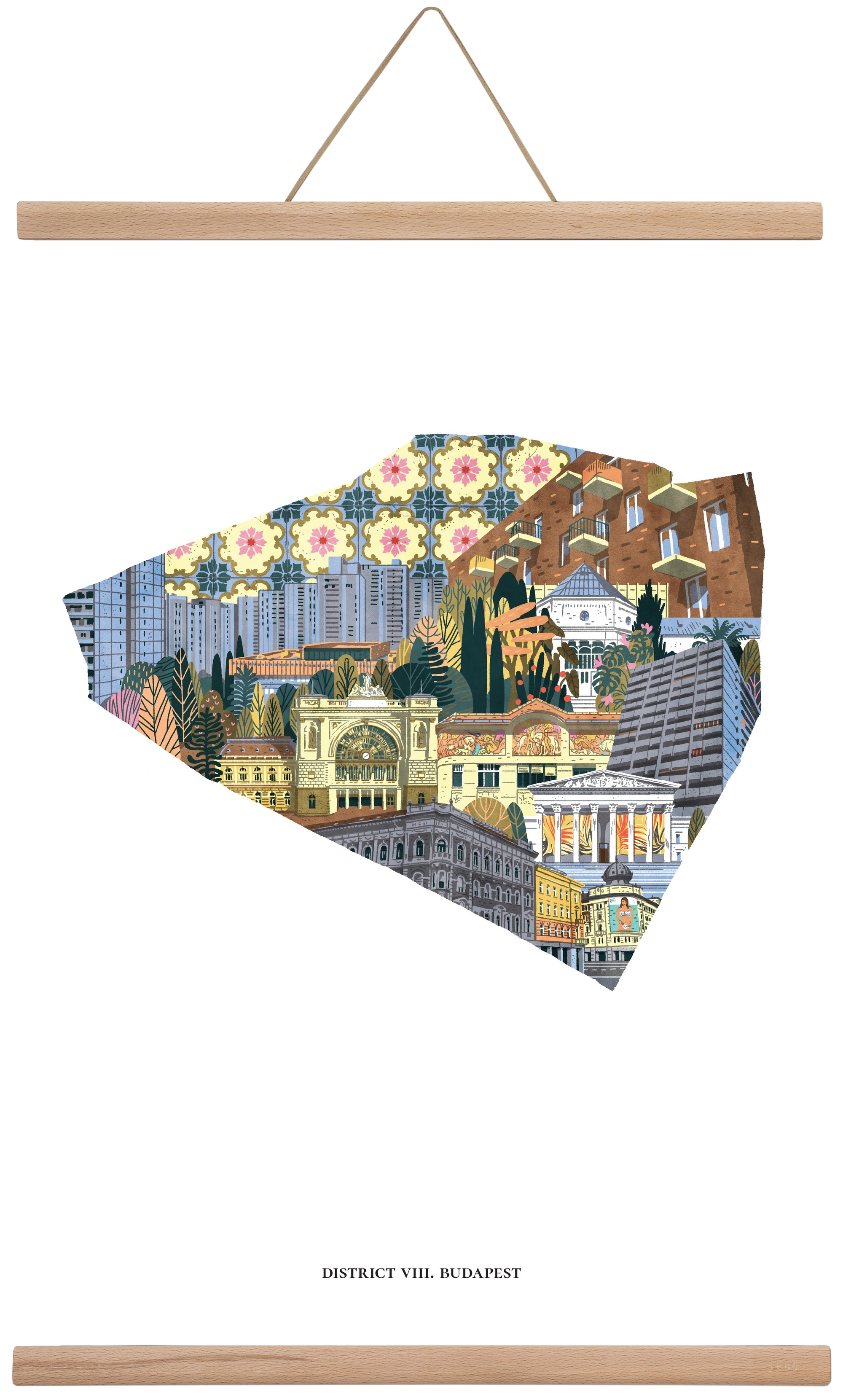 VIII. kerület, 40x60 cm (40x60 cm), Tölgy akasztó