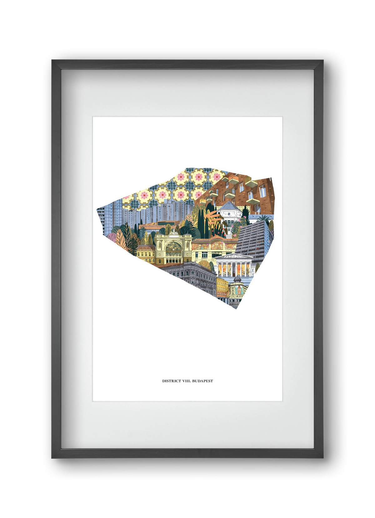VIII. kerület, 30x45 cm (20x30 cm), Fekete keret, paszpartuval