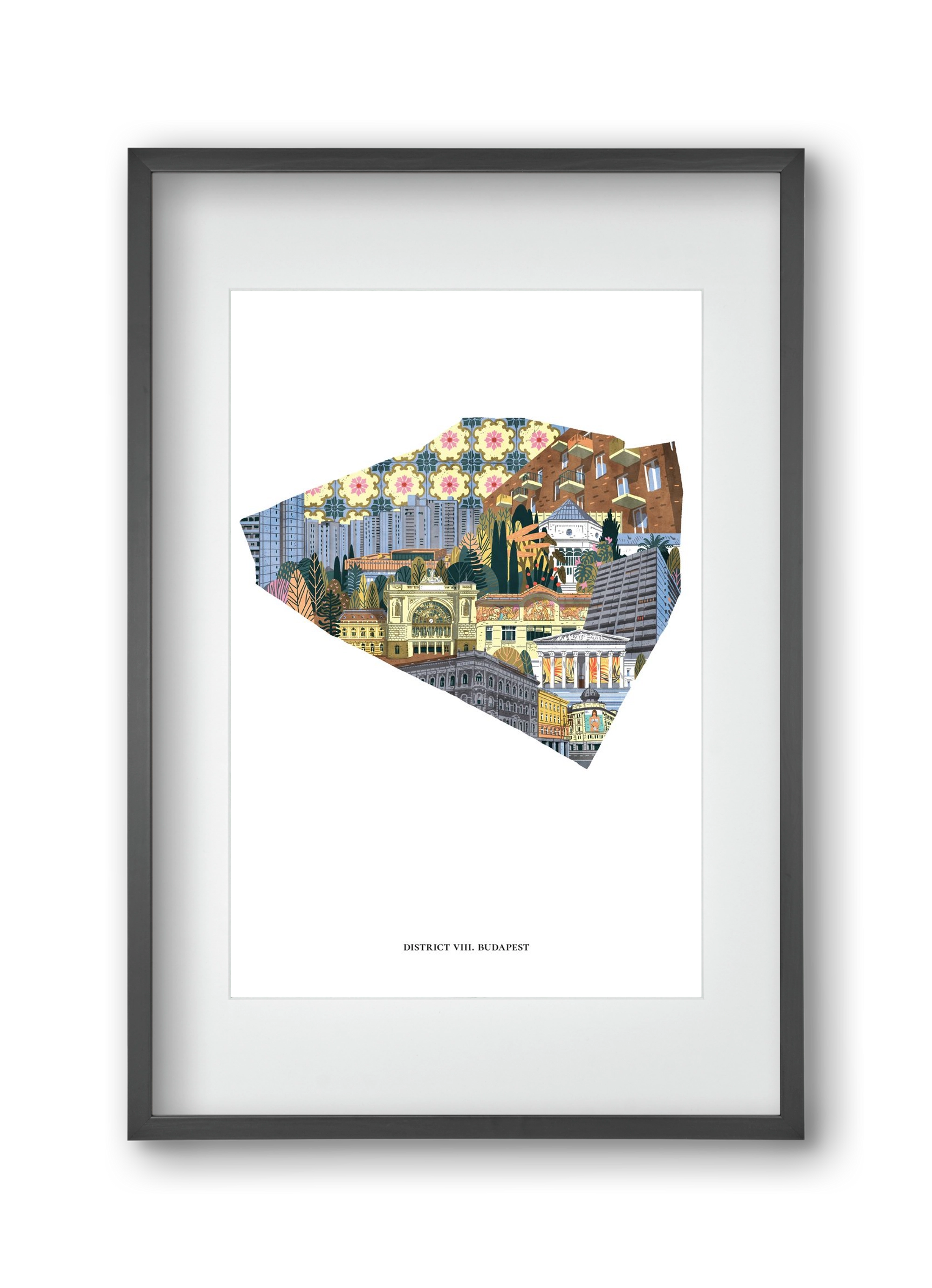 VIII. kerület, 30x45 cm (20x30 cm), Fekete keret, paszpartuval