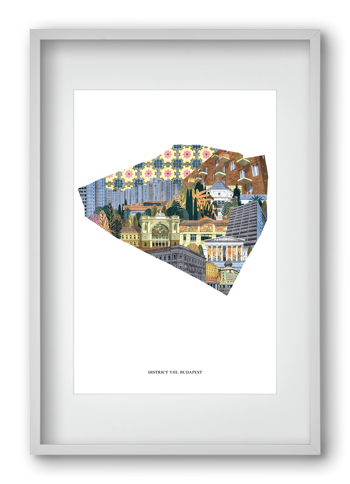VIII. kerület, 40x60 cm (30x45 cm), Fehér keret, paszpartuval