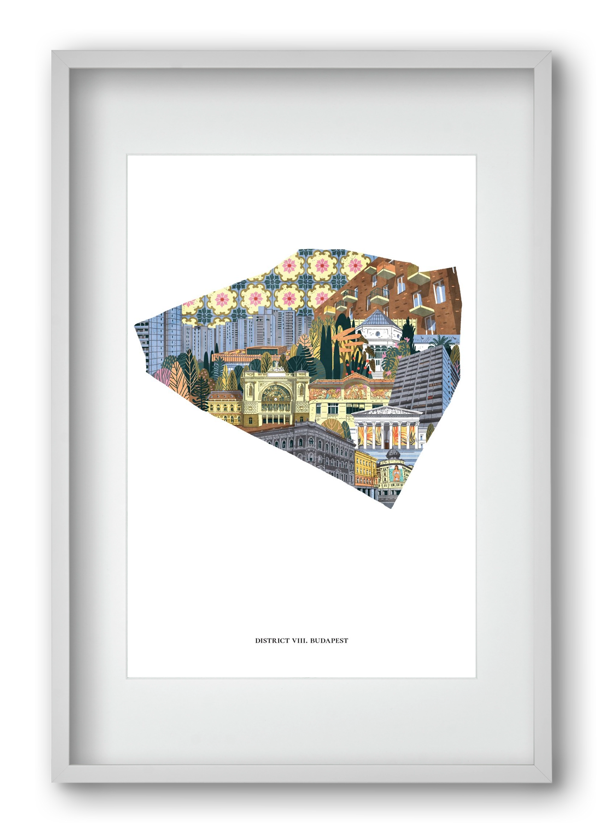 VIII. kerület, 40x60 cm (30x45 cm), Fehér keret, paszpartuval