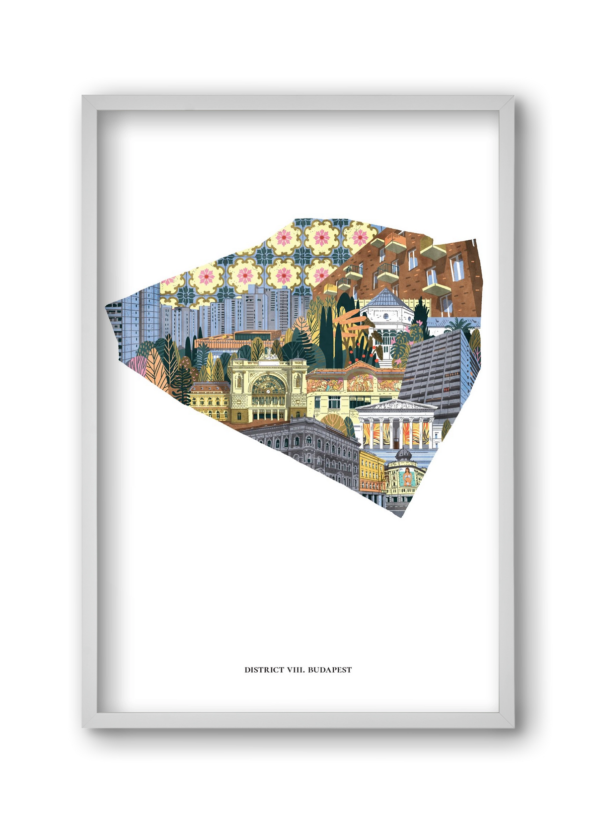 VIII. kerület, 30x45 cm (30x45 cm), Fehér keret