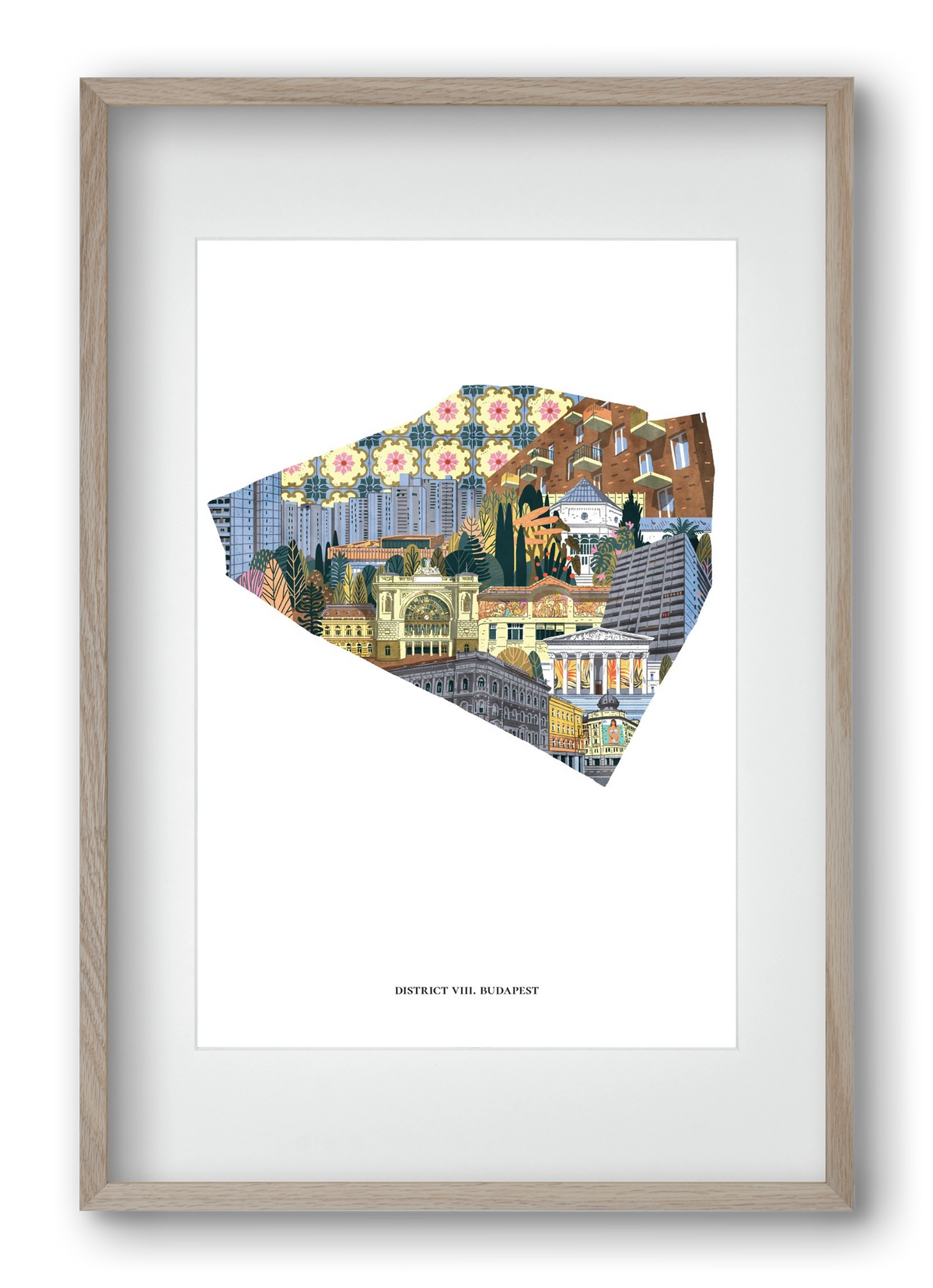 VIII. kerület, 40x60 cm (30x45 cm), Tölgy keret, paszpartuval