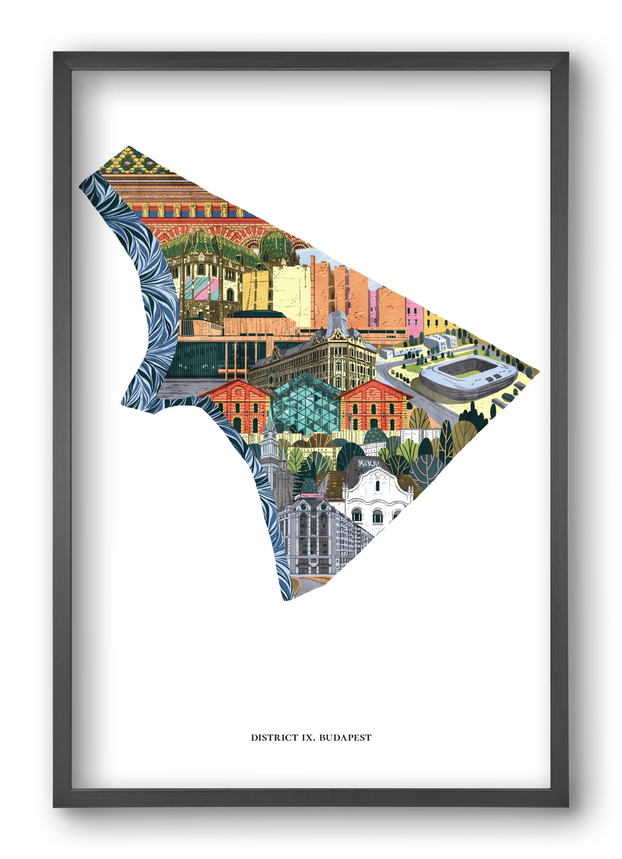 IX. kerület, 40x60 cm (40x60 cm), Fekete keret